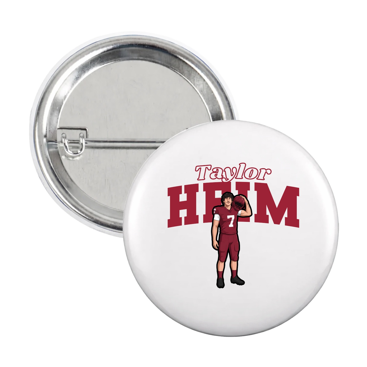 Game Day Button — Name Arch in White
