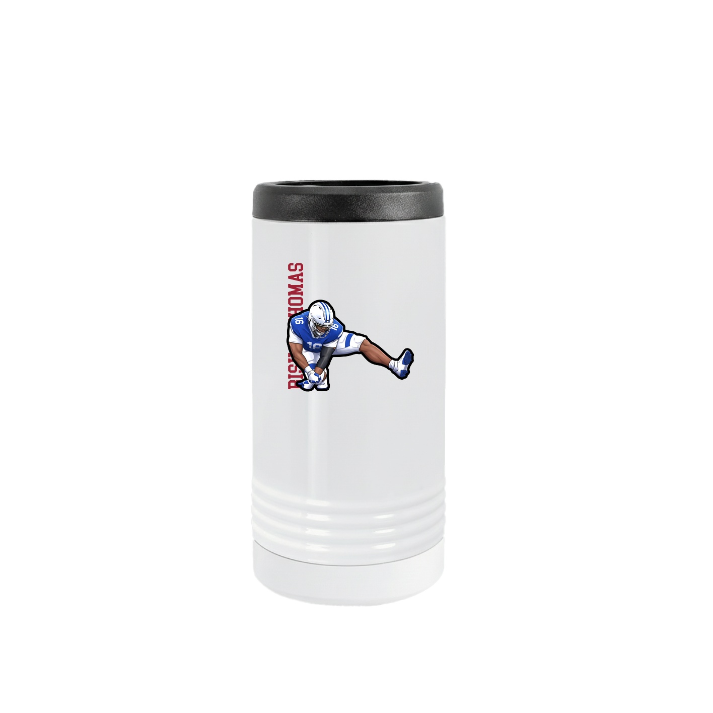 Slim Beverage Holder — Name Vertical in White