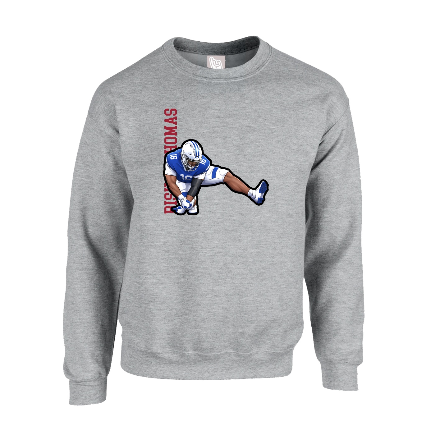 Fleece Crew — Name Vertical in Grey