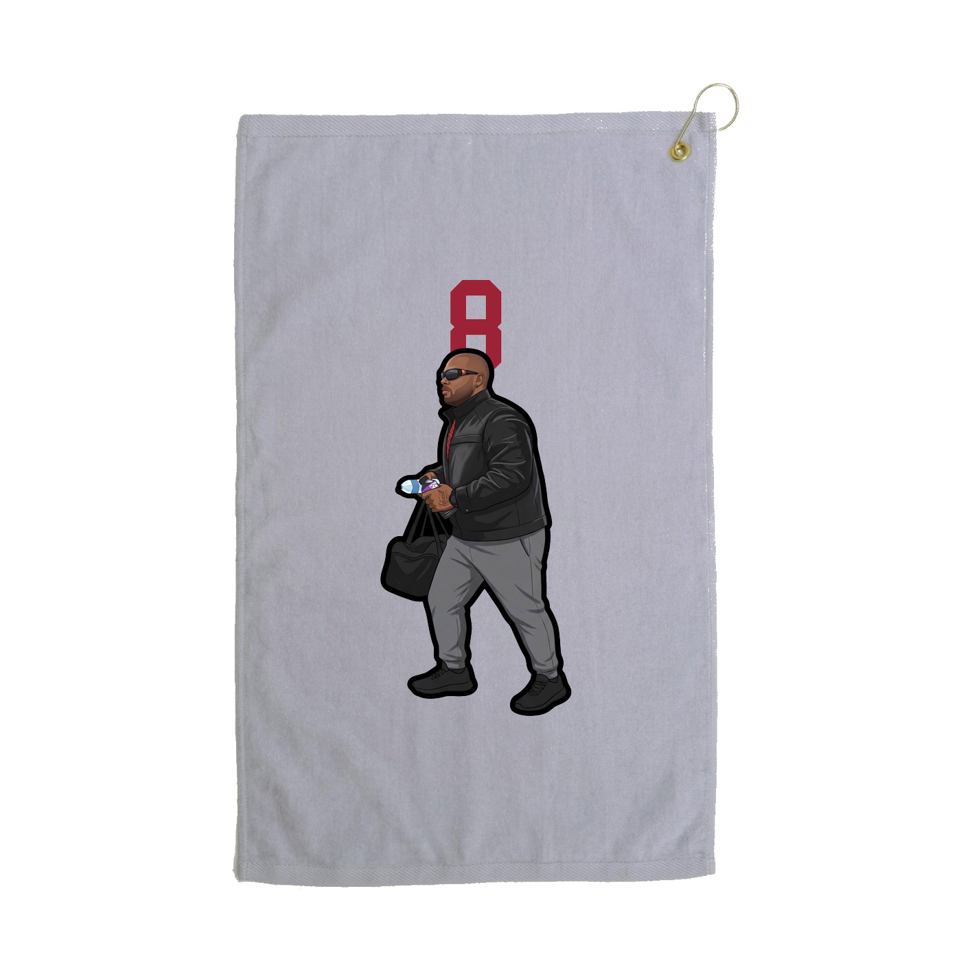 Golf Towel — Number Top in Grey