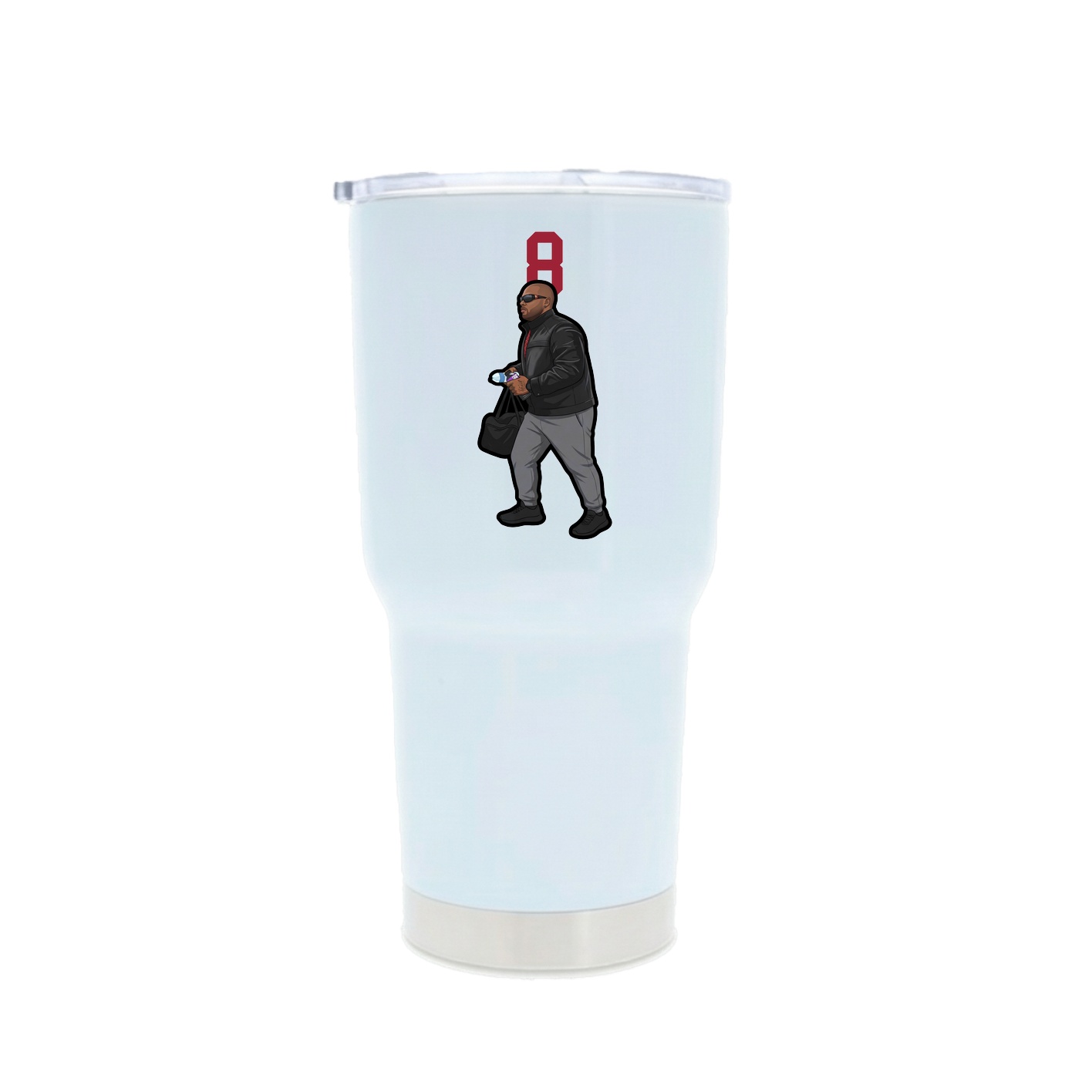30oz Stainless Steel Tumbler — Number Top in White