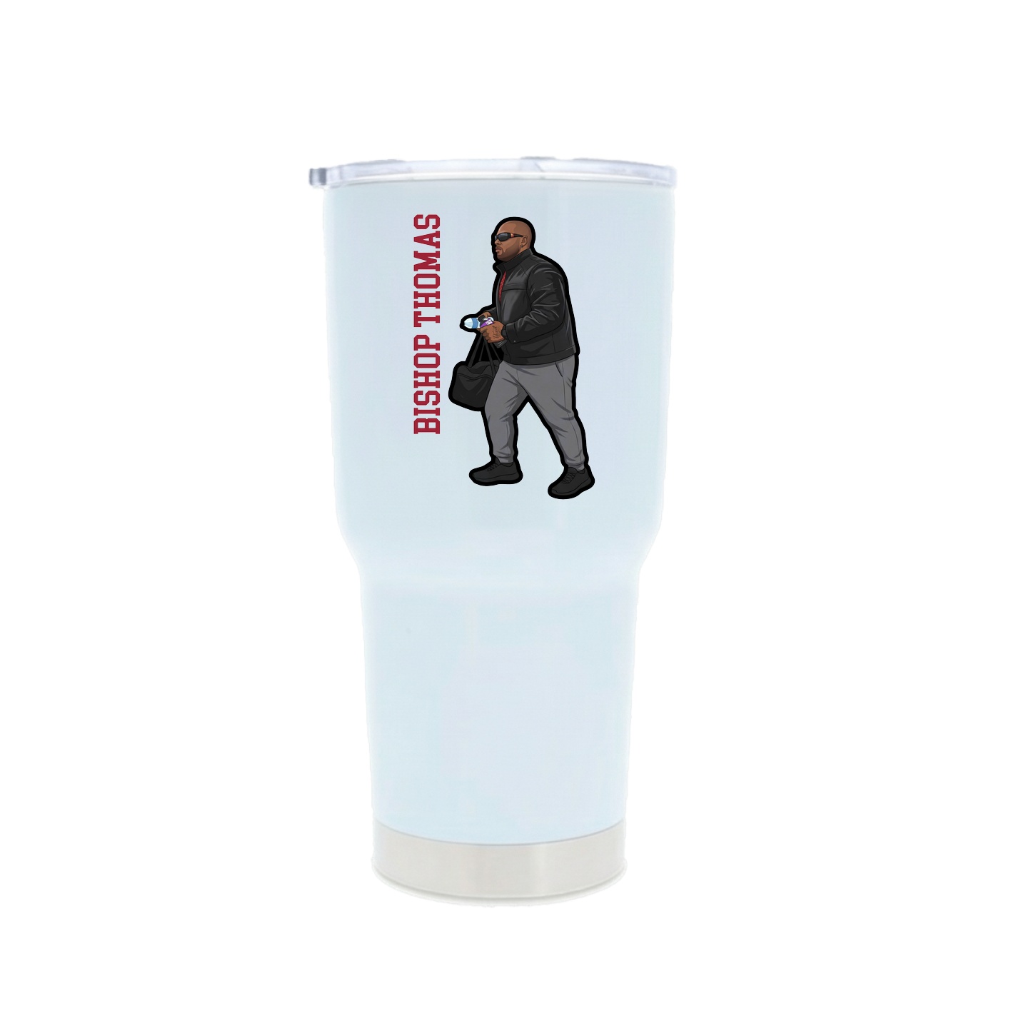 30oz Stainless Steel Tumbler — Name Vertical in White