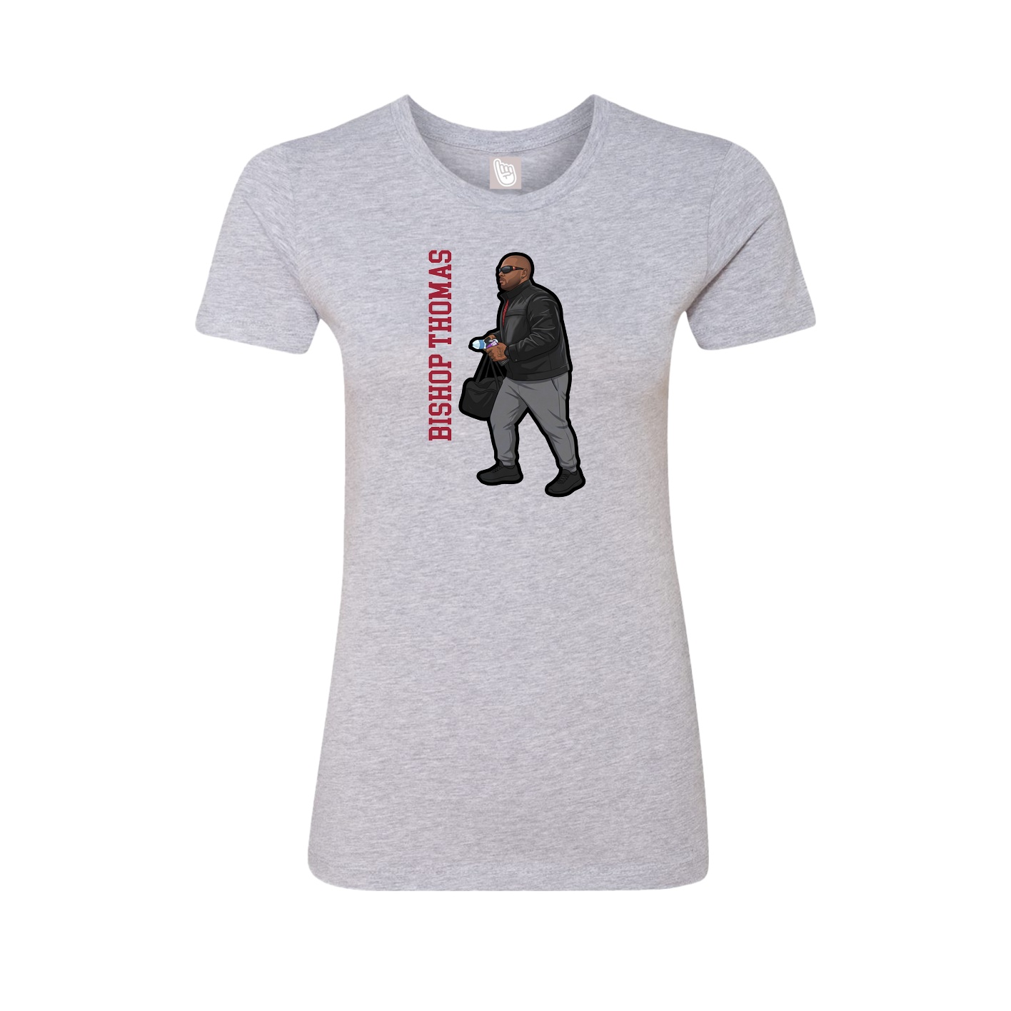Fitted Women's Tee — Name Vertical in Grey