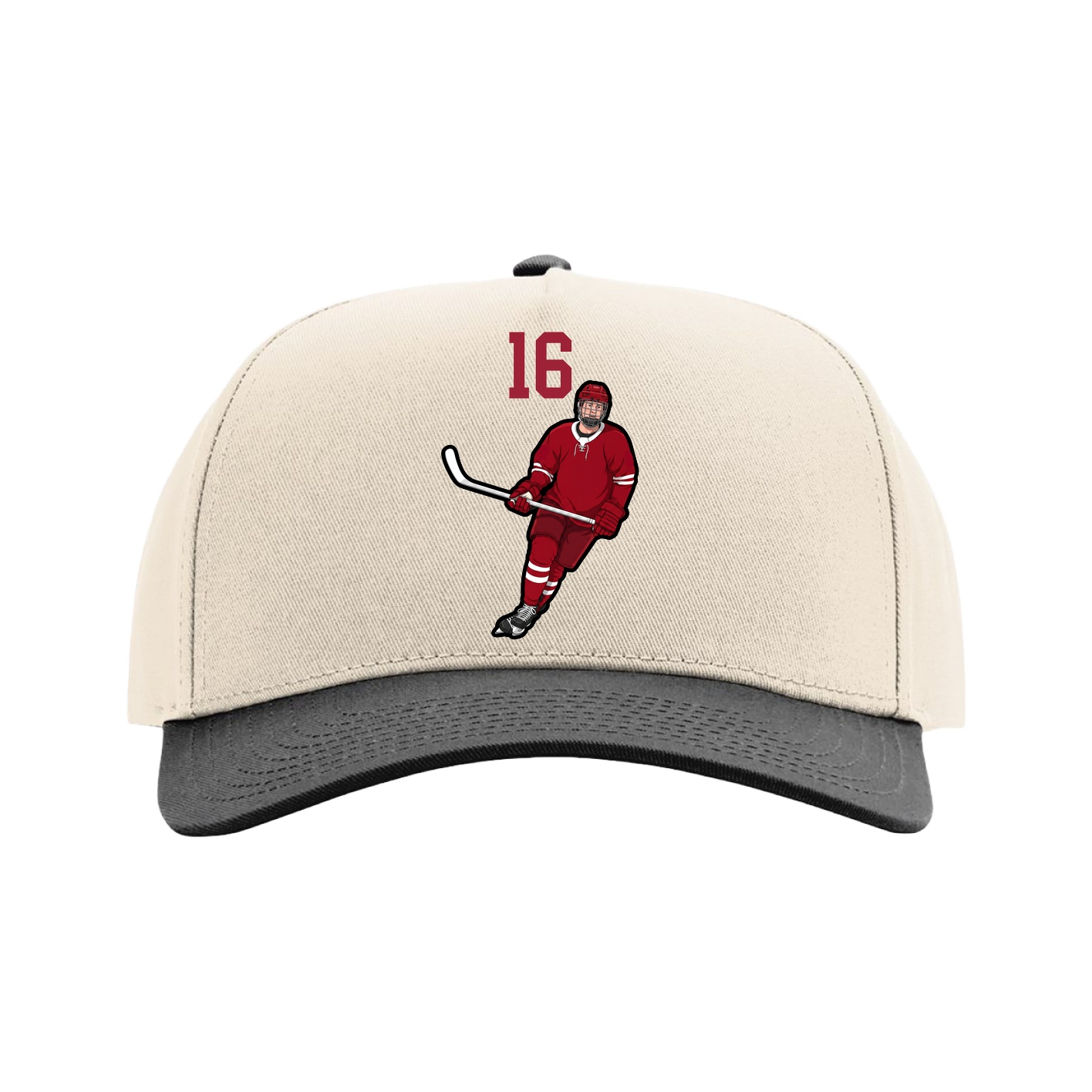 Full Fabric Five-Panel Champ Cap — Number Top in Cream/Black