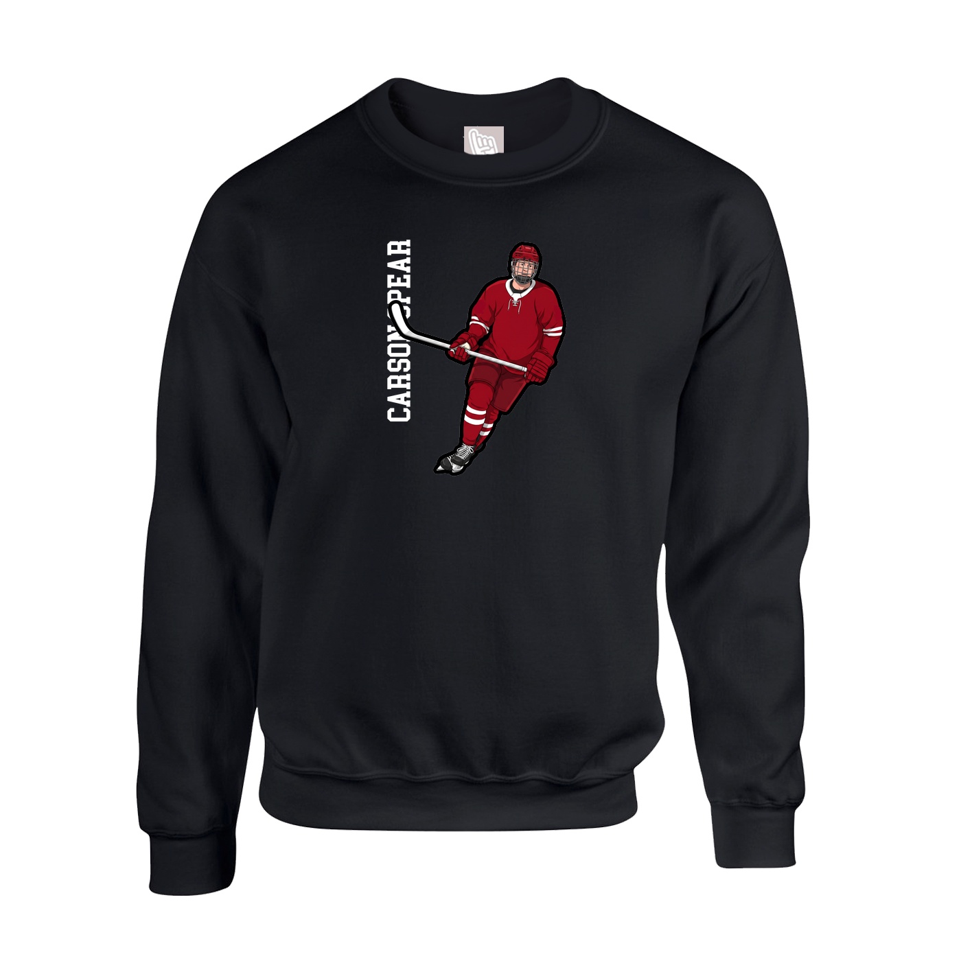 Fleece Crew — Name Vertical in Black