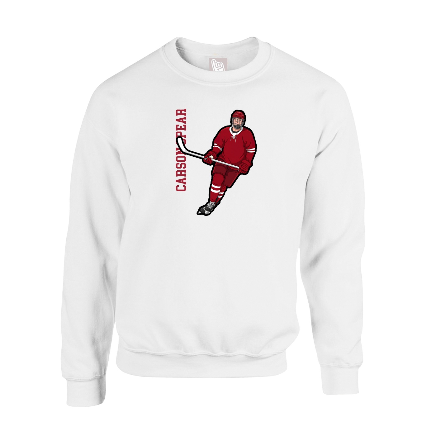 Fleece Crew — Name Vertical in White