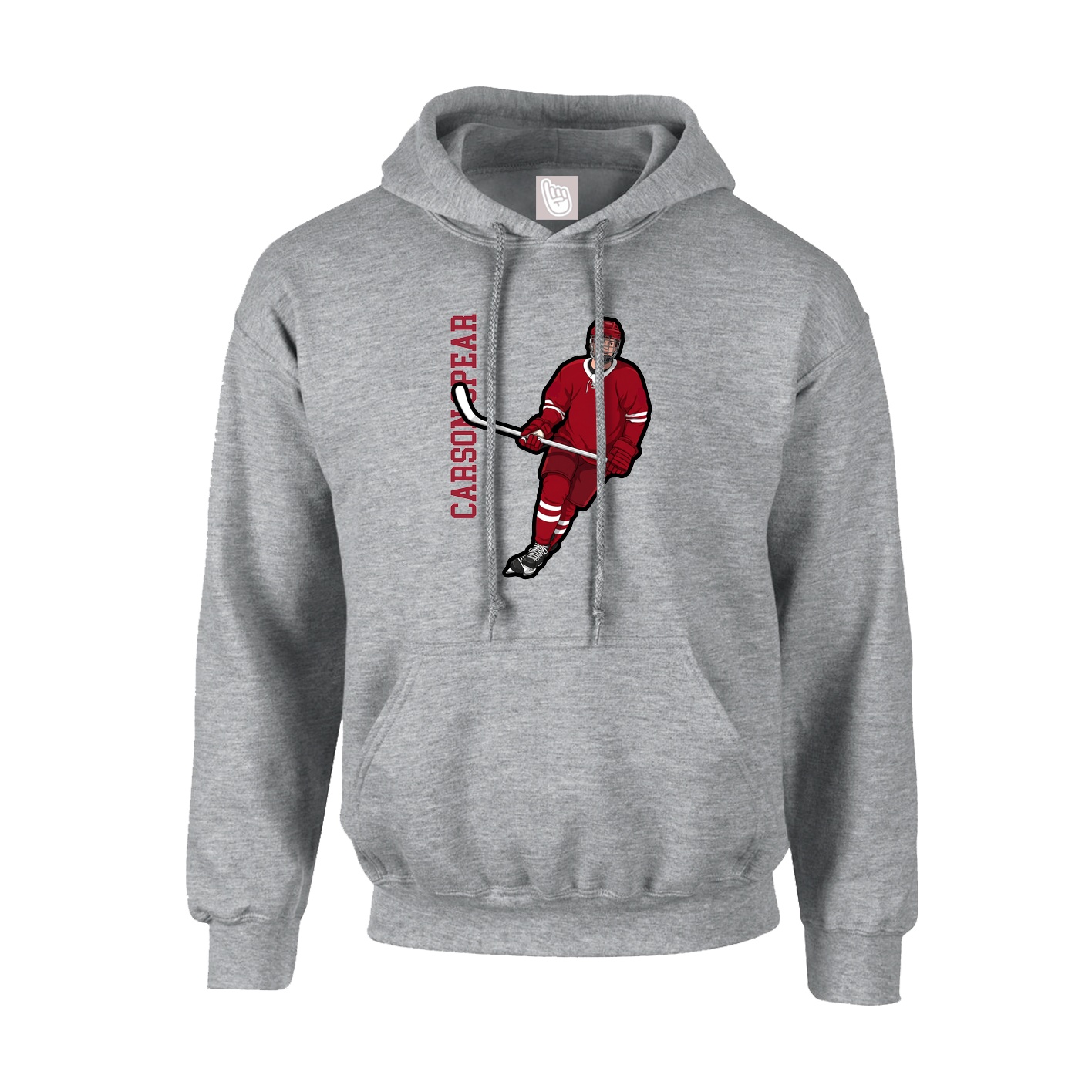 Youth Hoodie — Name Vertical in Grey