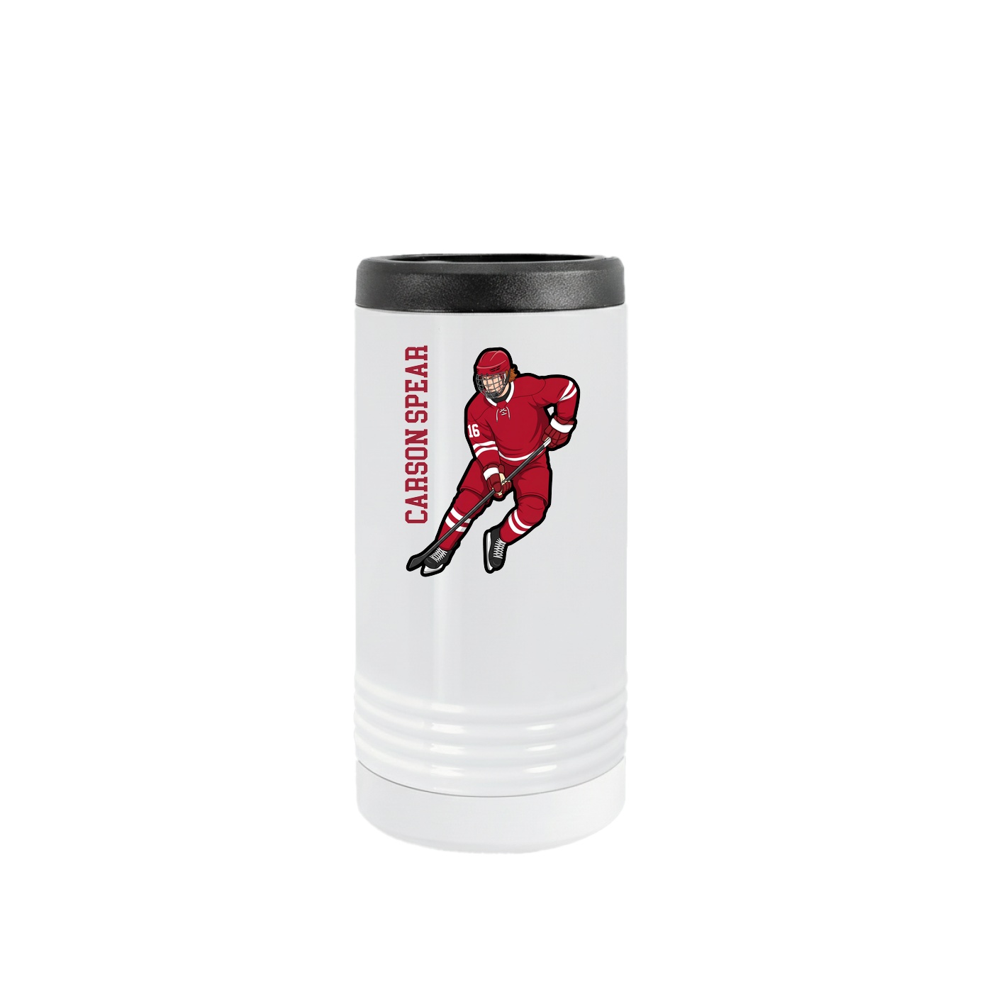 Slim Beverage Holder — Name Vertical in White