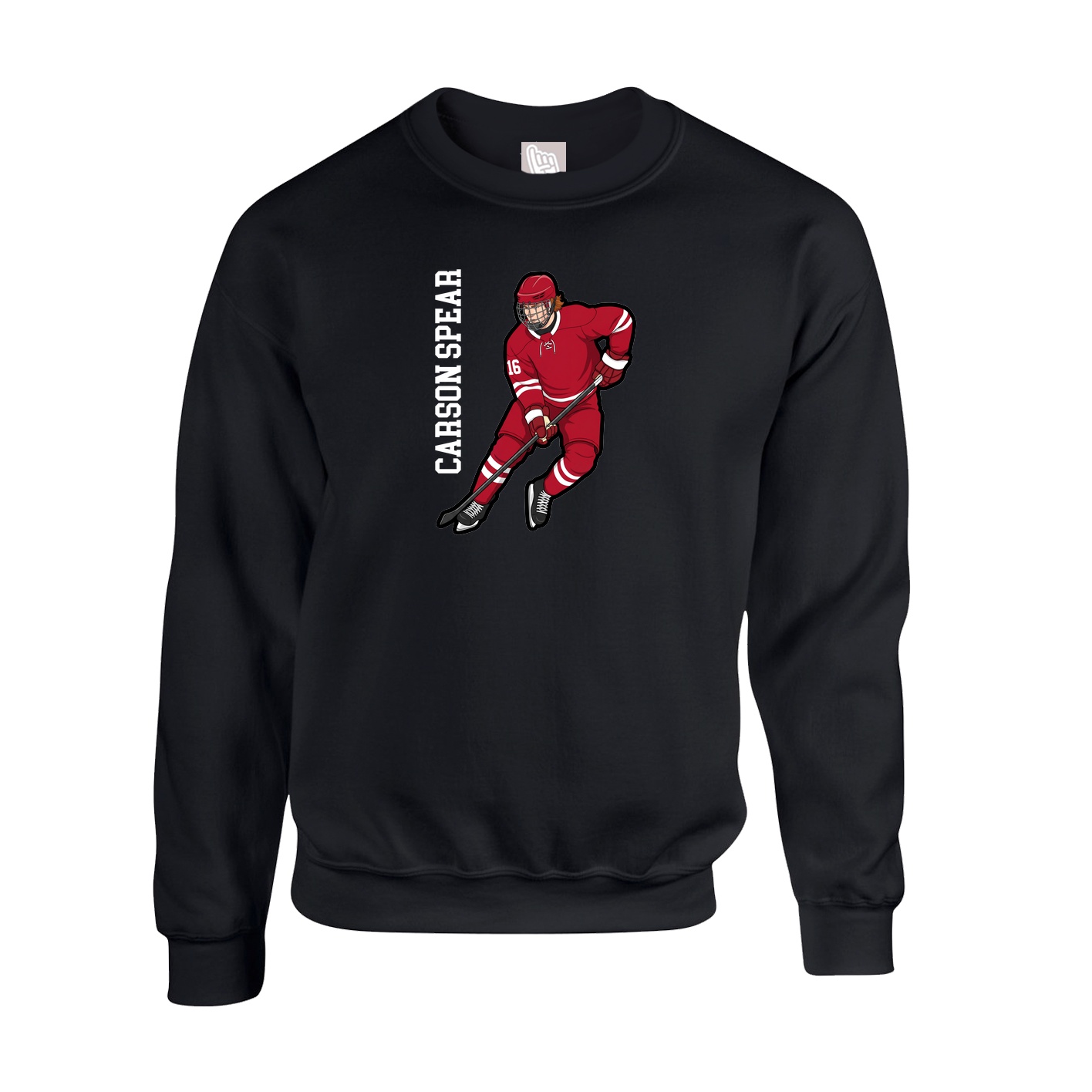 Fleece Crew — Name Vertical in Black