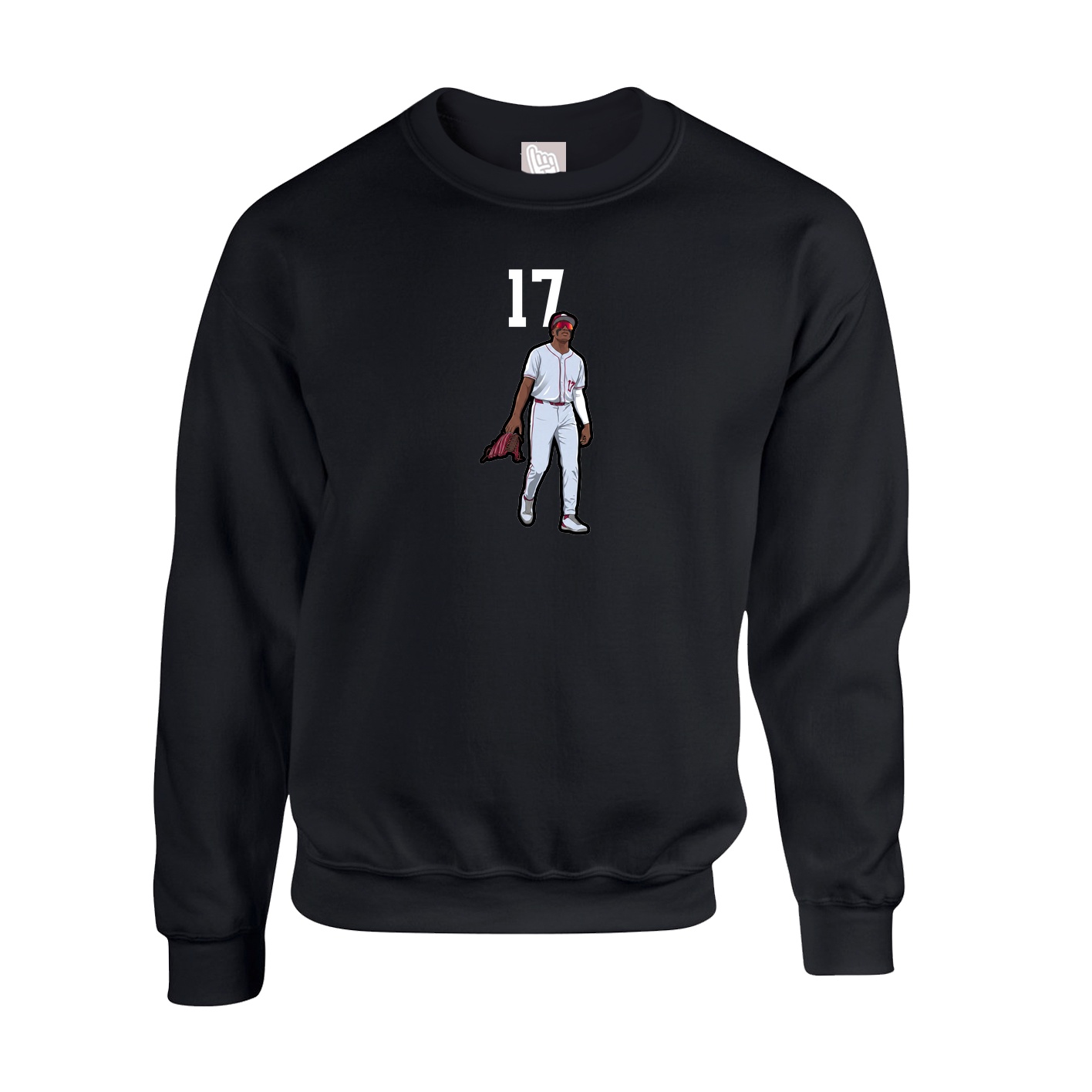 Fleece Crew — Number Top in Black