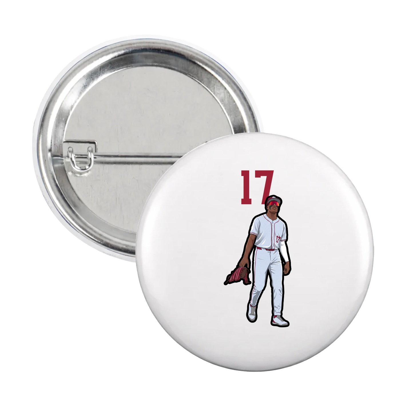 Game Day Button — Number Top in White