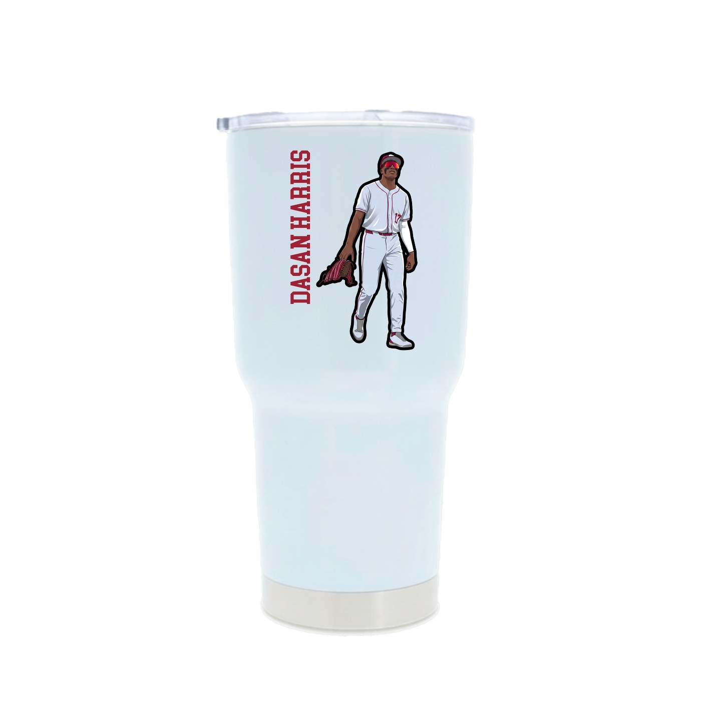 30oz Stainless Steel Tumbler — Name Vertical in White