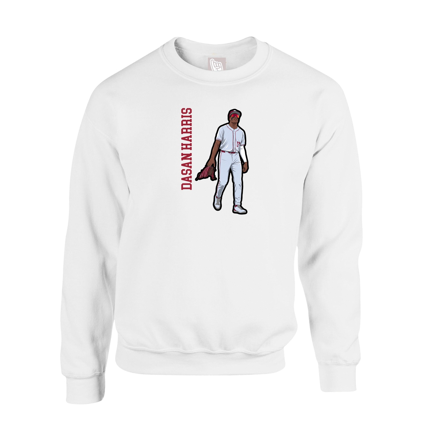 Fleece Crew — Name Vertical in White
