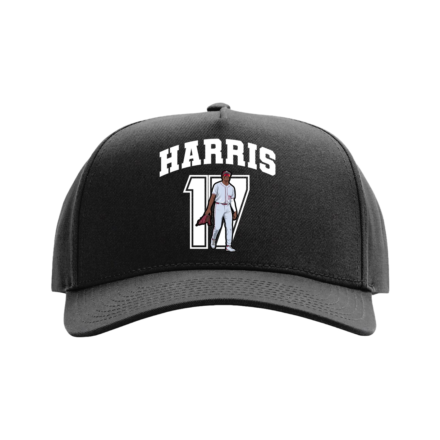 Full Fabric Five-Panel Champ Cap — Number in Black