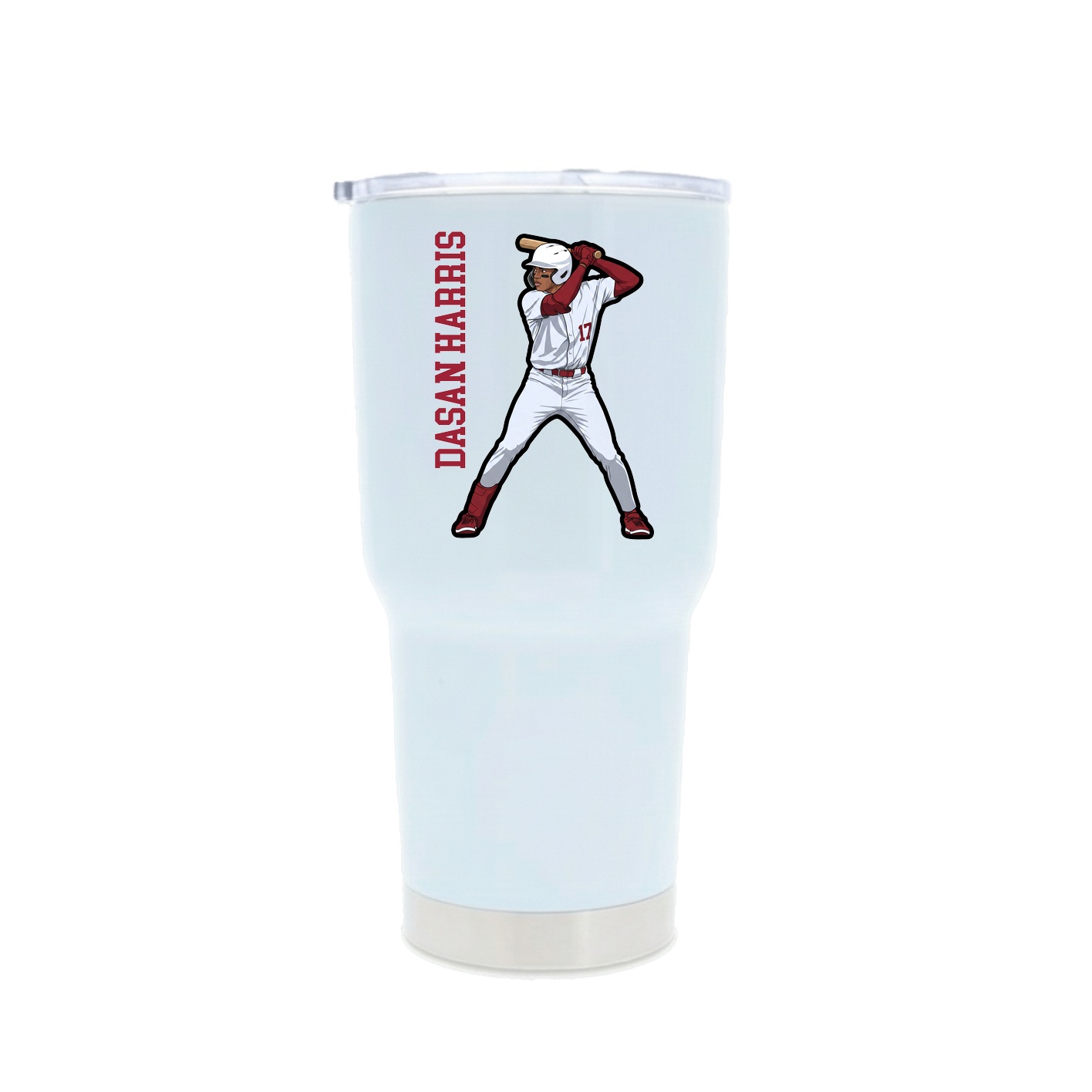 30oz Stainless Steel Tumbler — Name Vertical in White