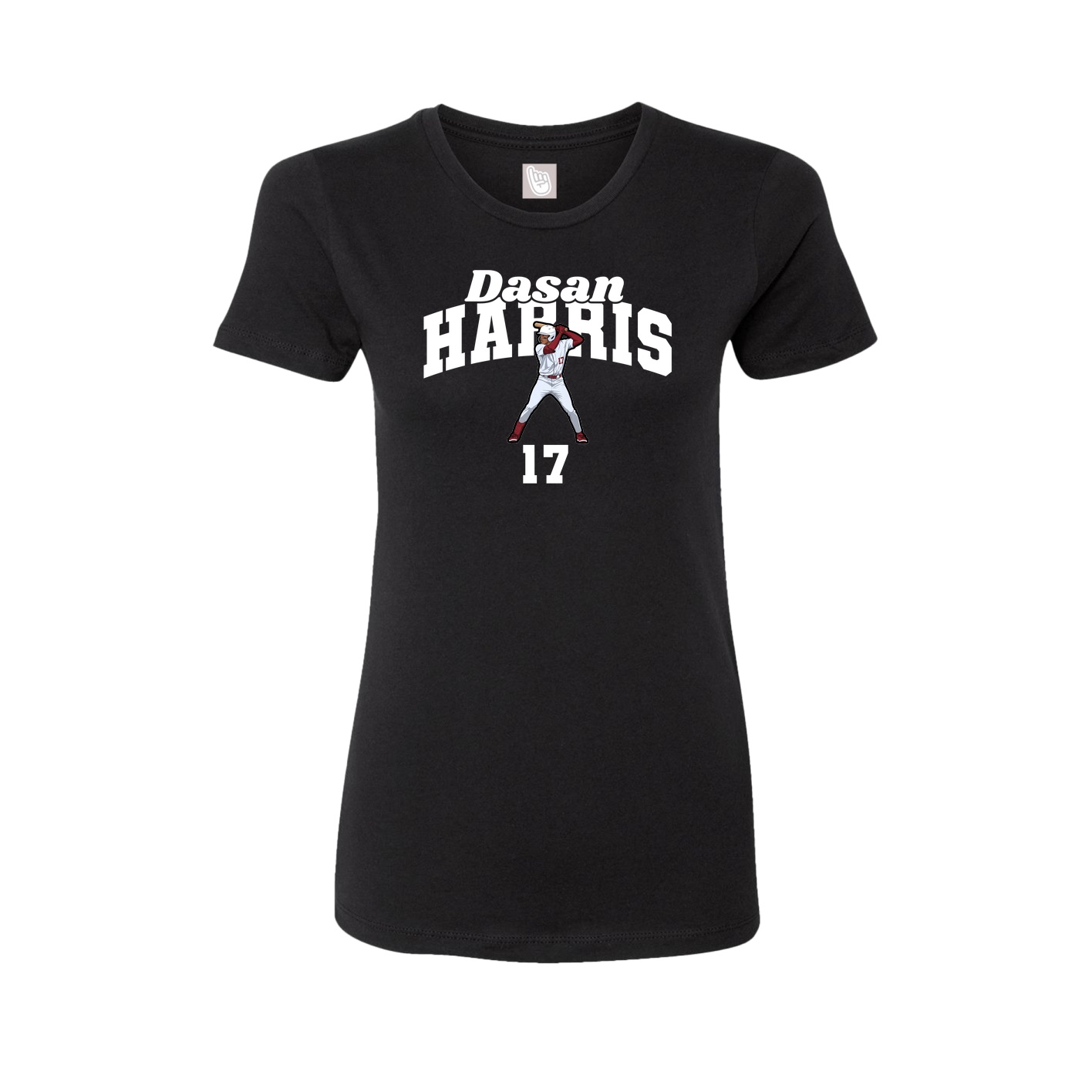 Fitted Women's Tee — Signature Arch in Black