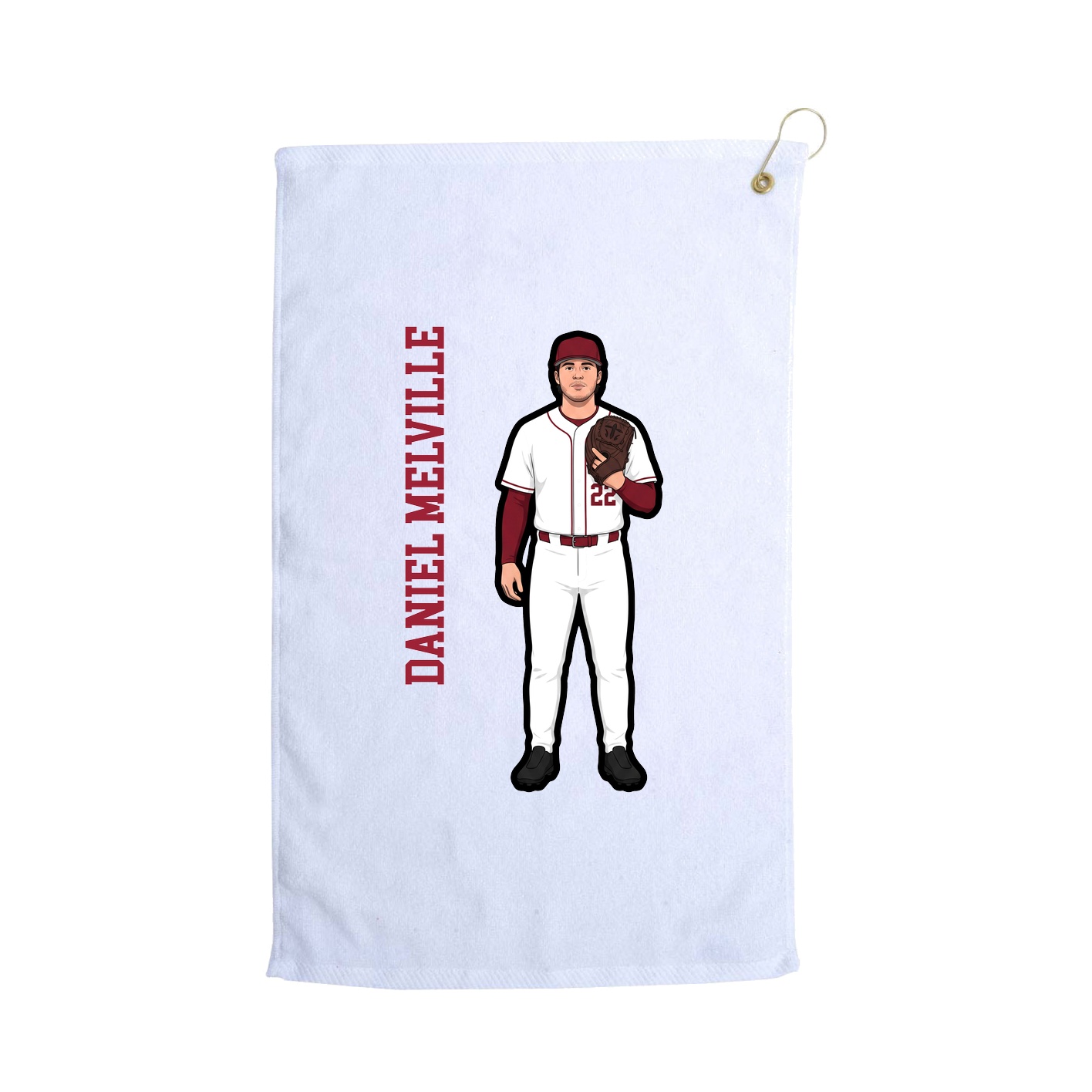Golf Towel — Name Vertical in White