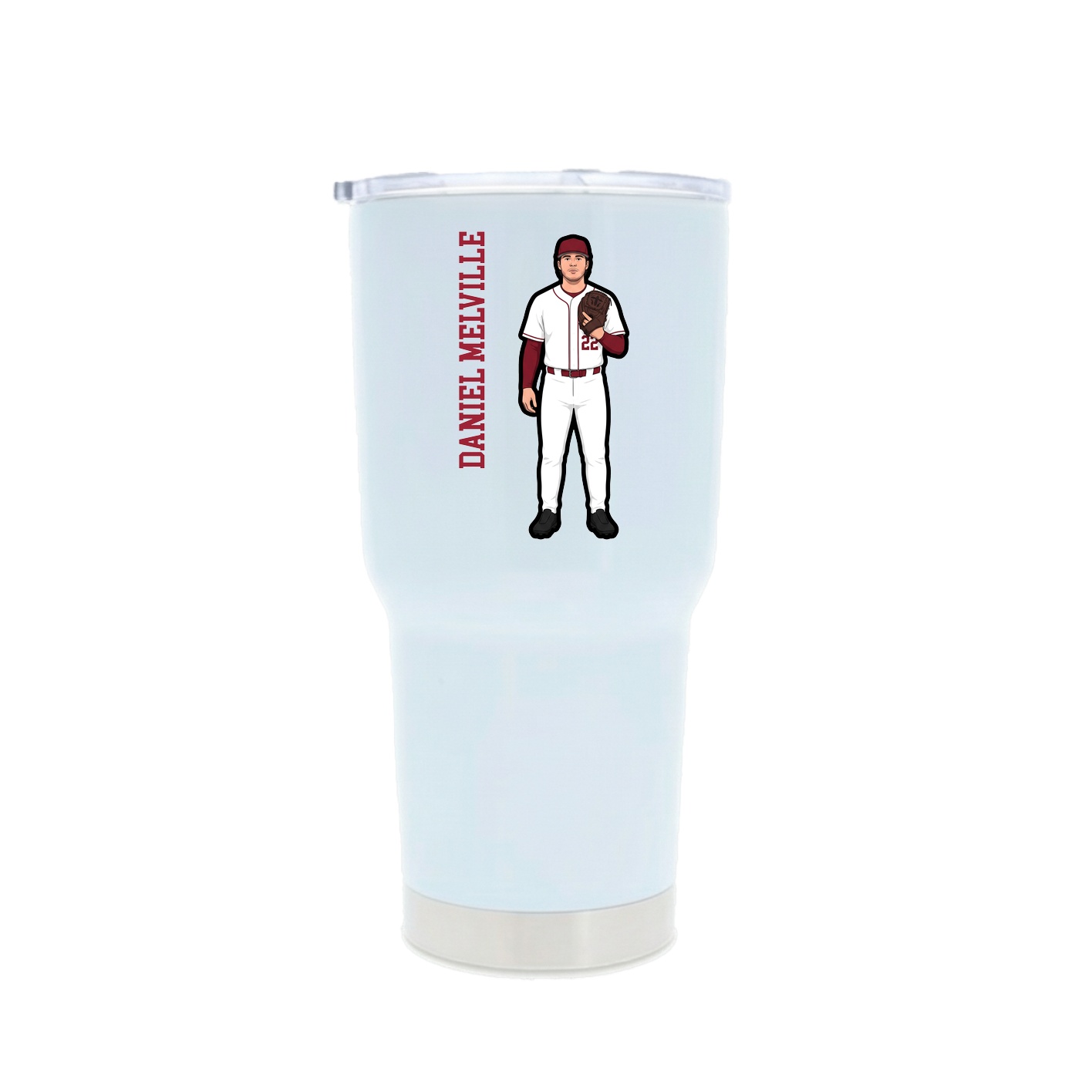 30oz Stainless Steel Tumbler — Name Vertical in White