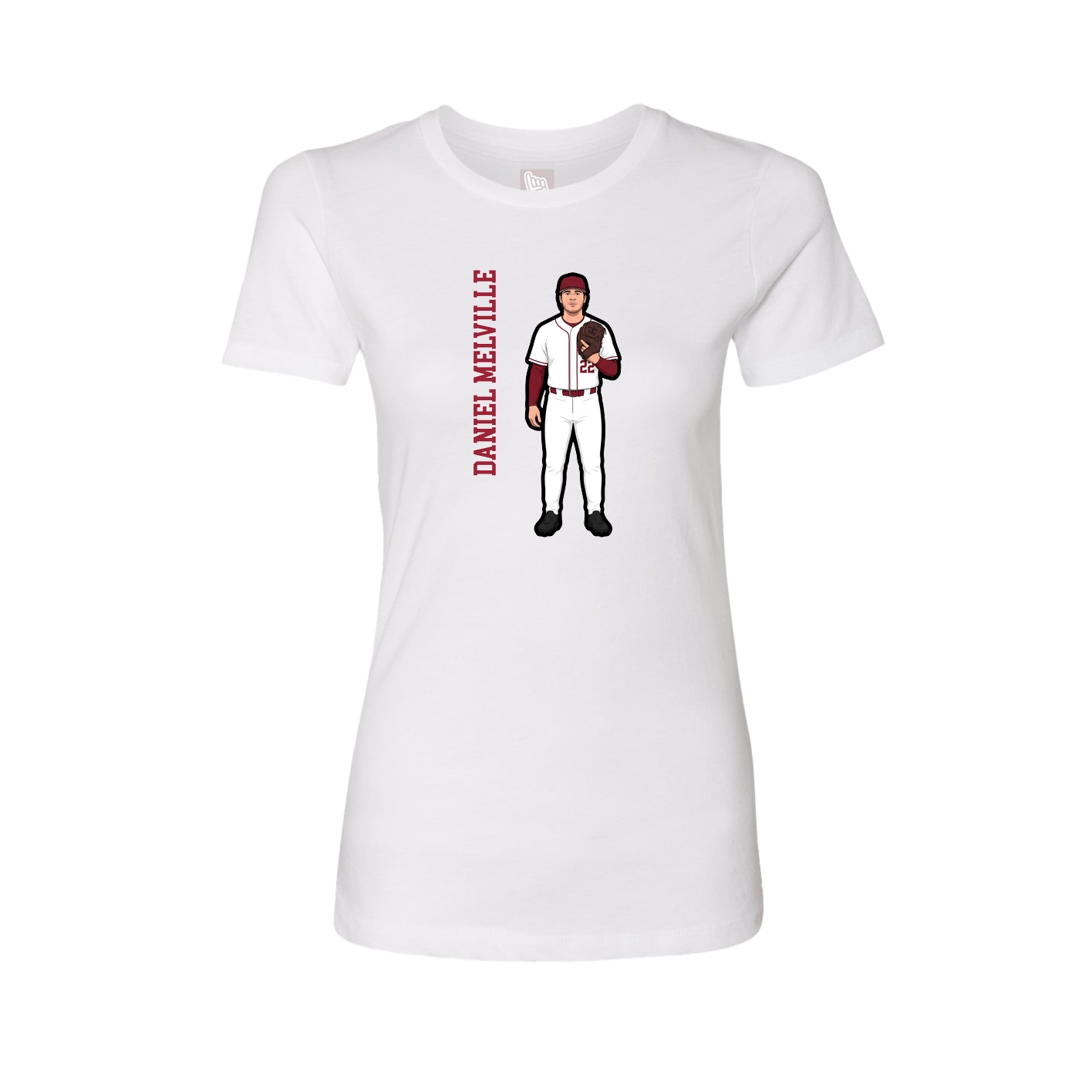 Fitted Women's Tee — Name Vertical in White