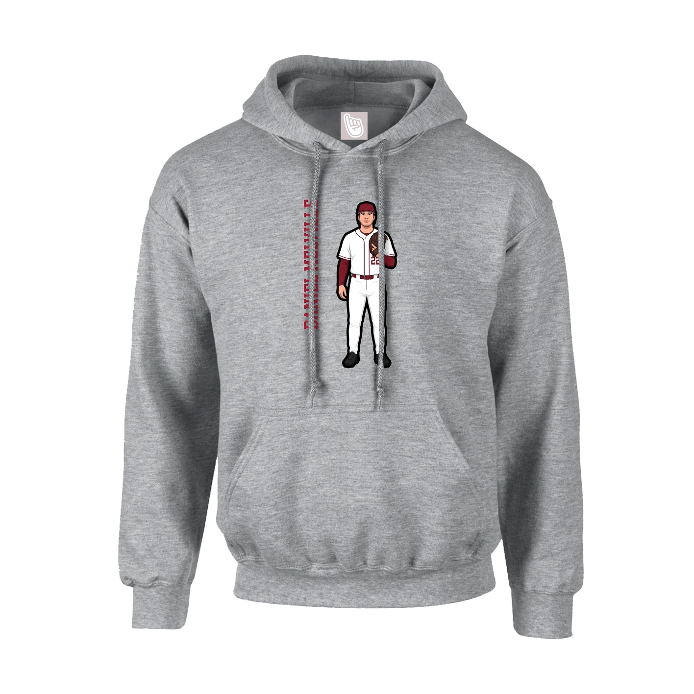 Hoodie — Name Vertical in Grey