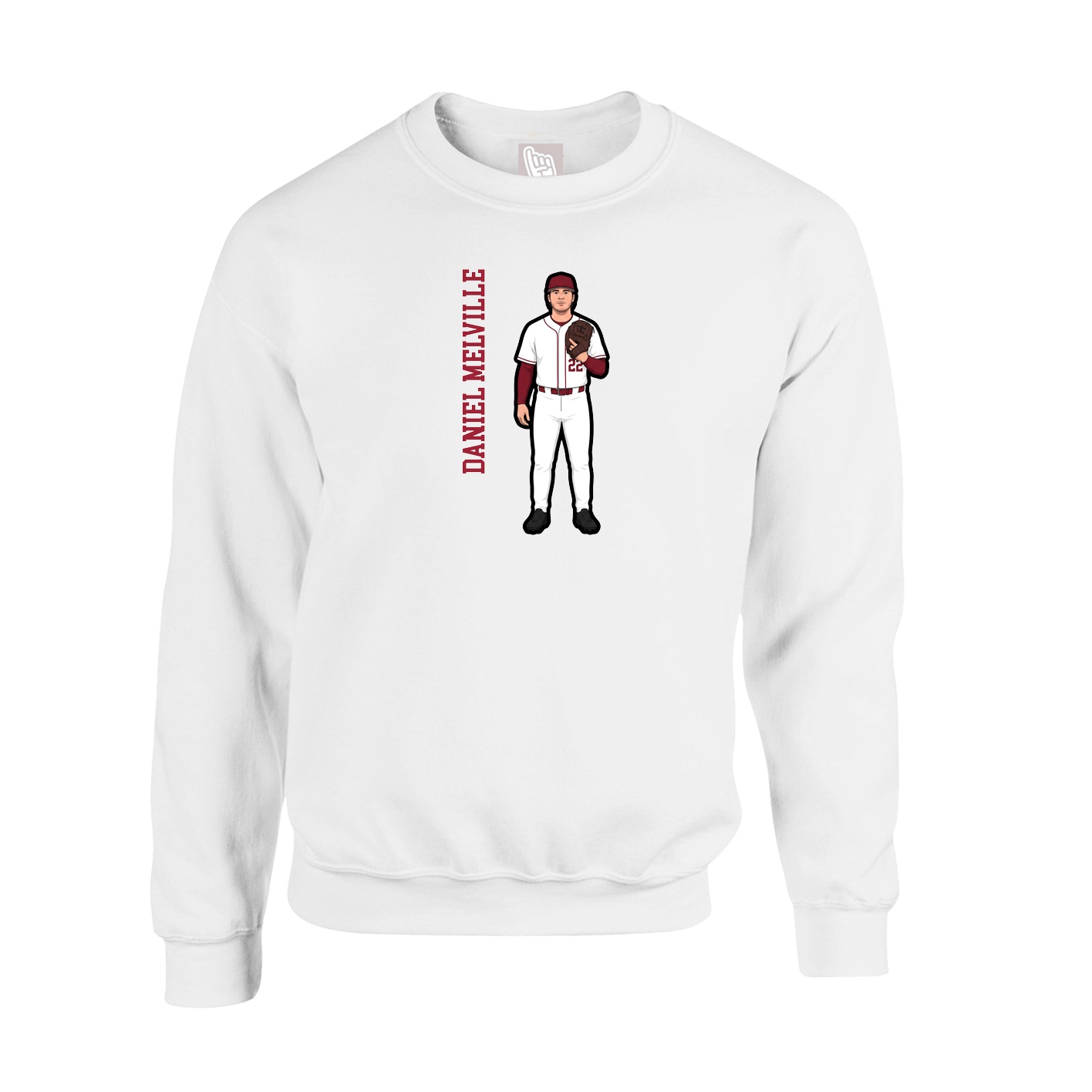 Fleece Crew — Name Vertical in White