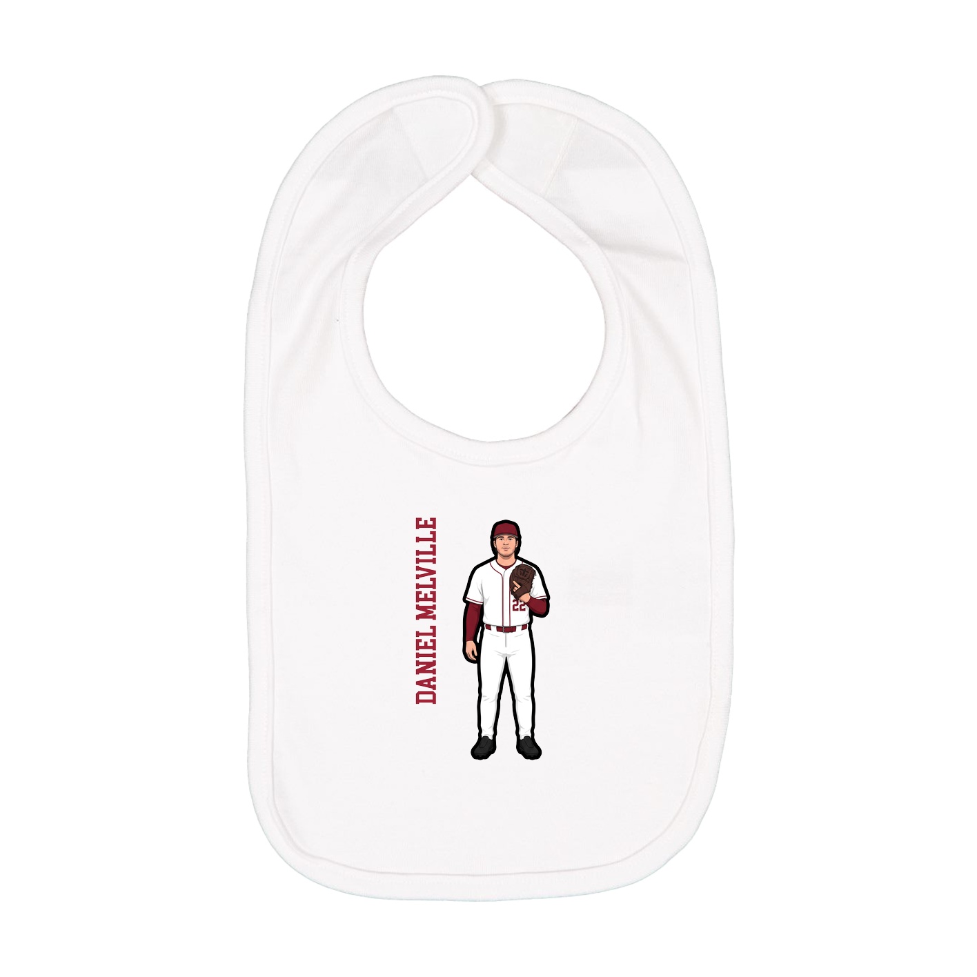Infant Bib — Name Vertical in White