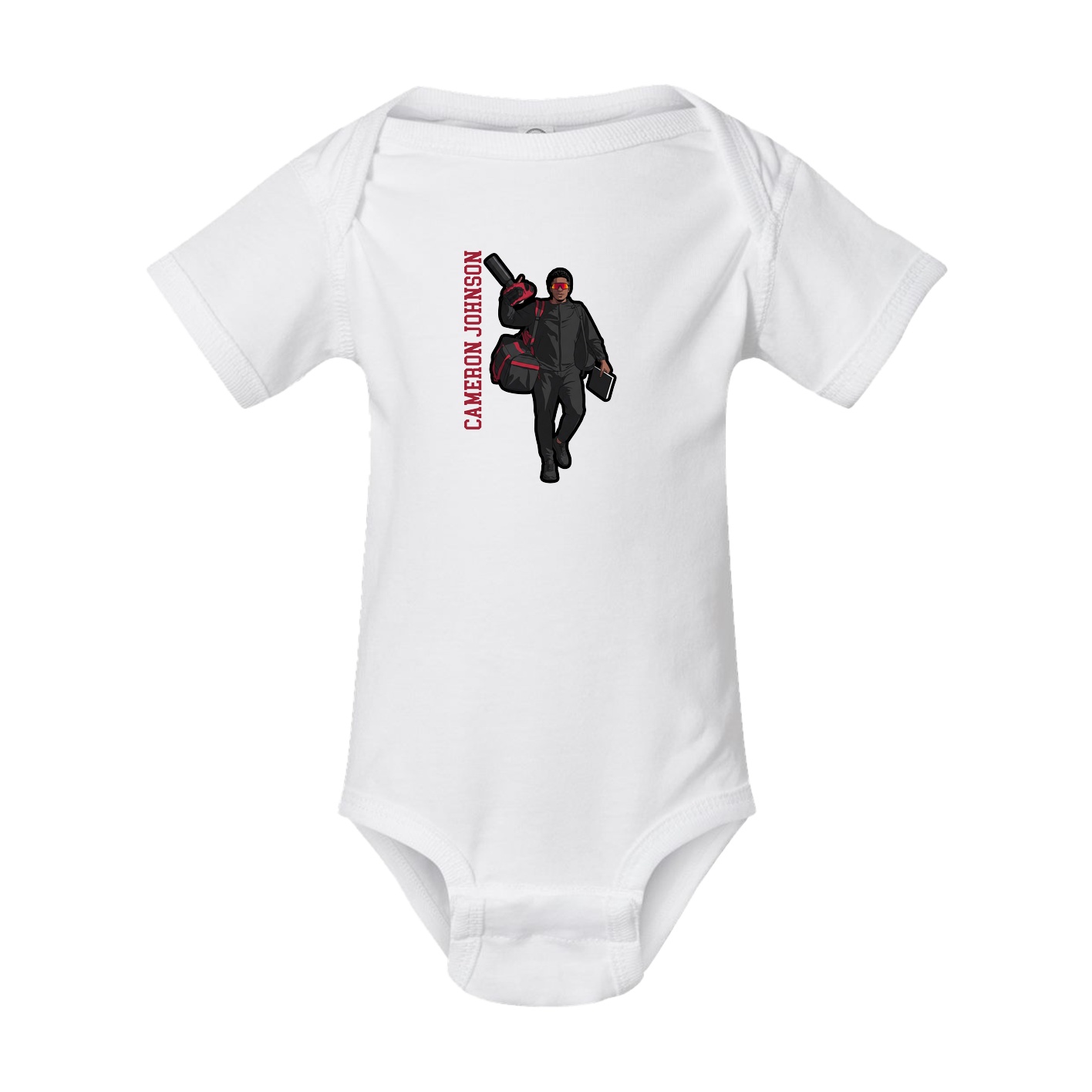 Baby Onesie — Name Vertical in White