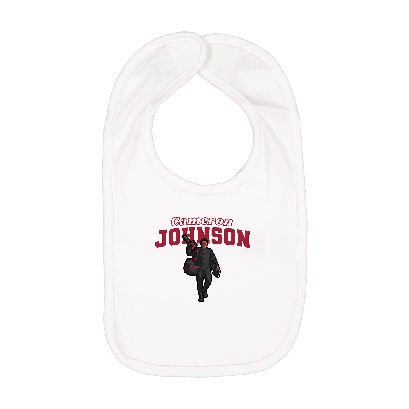 Infant Bib — Name Arch in White