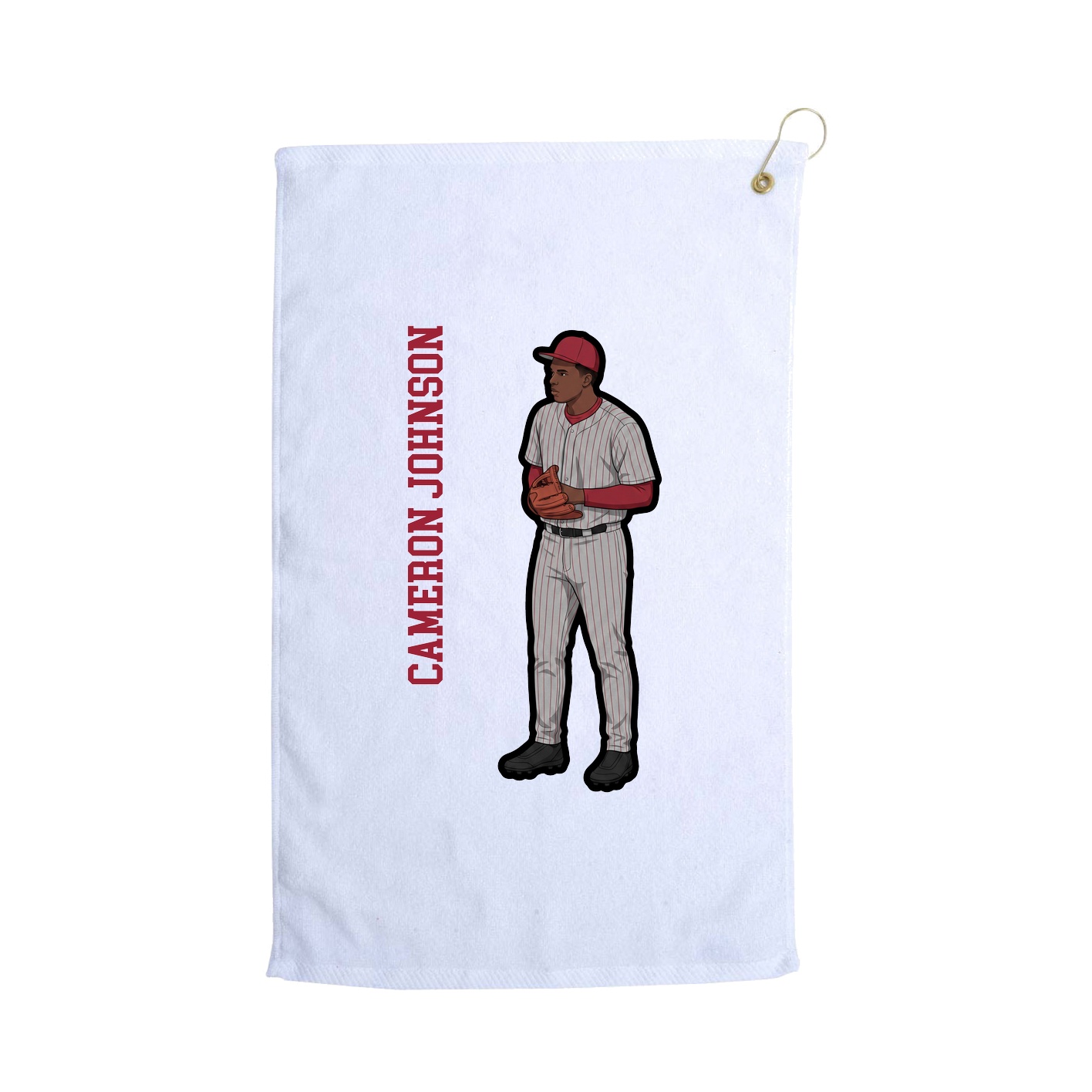 Golf Towel — Name Vertical in White