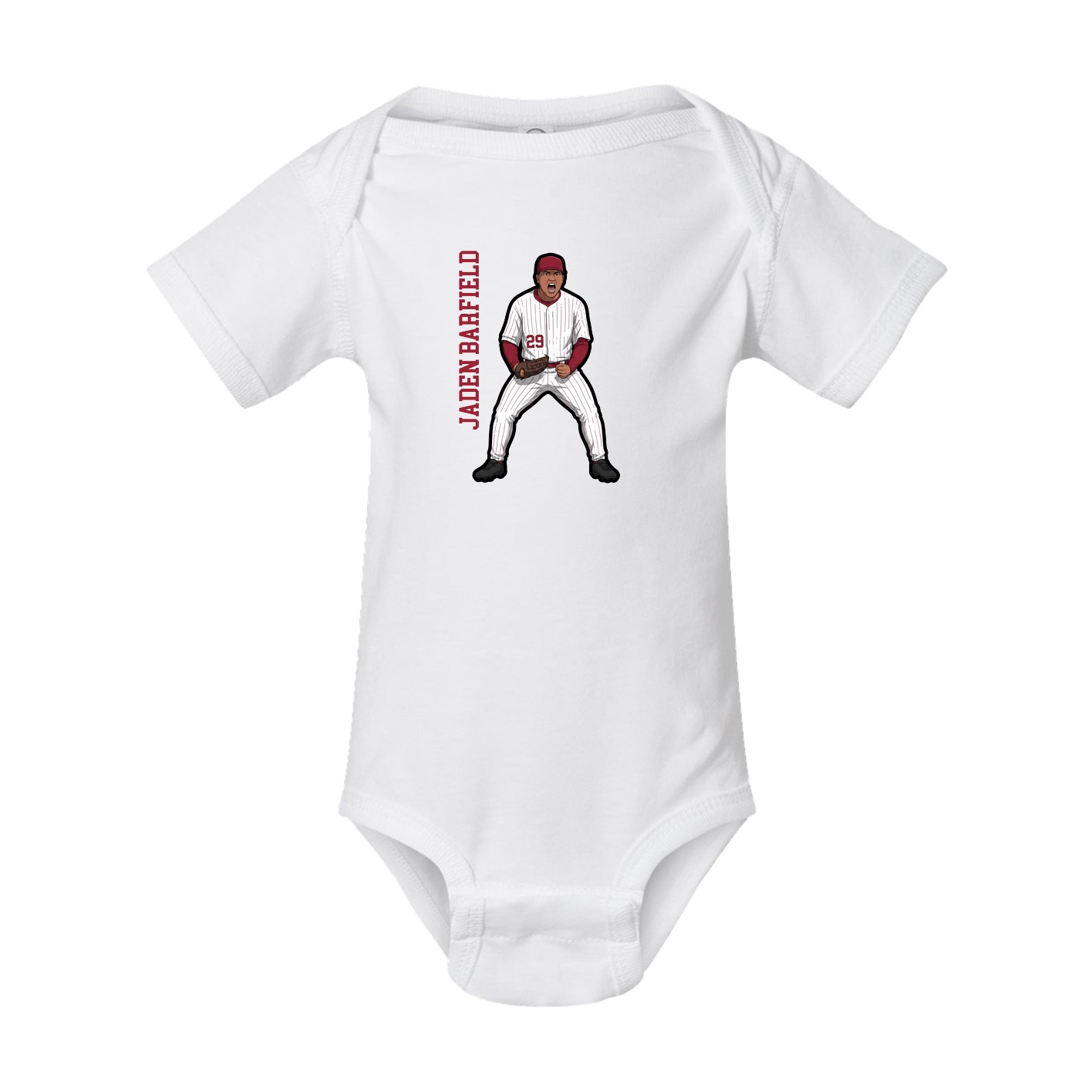 Baby Onesie — Name Vertical in White
