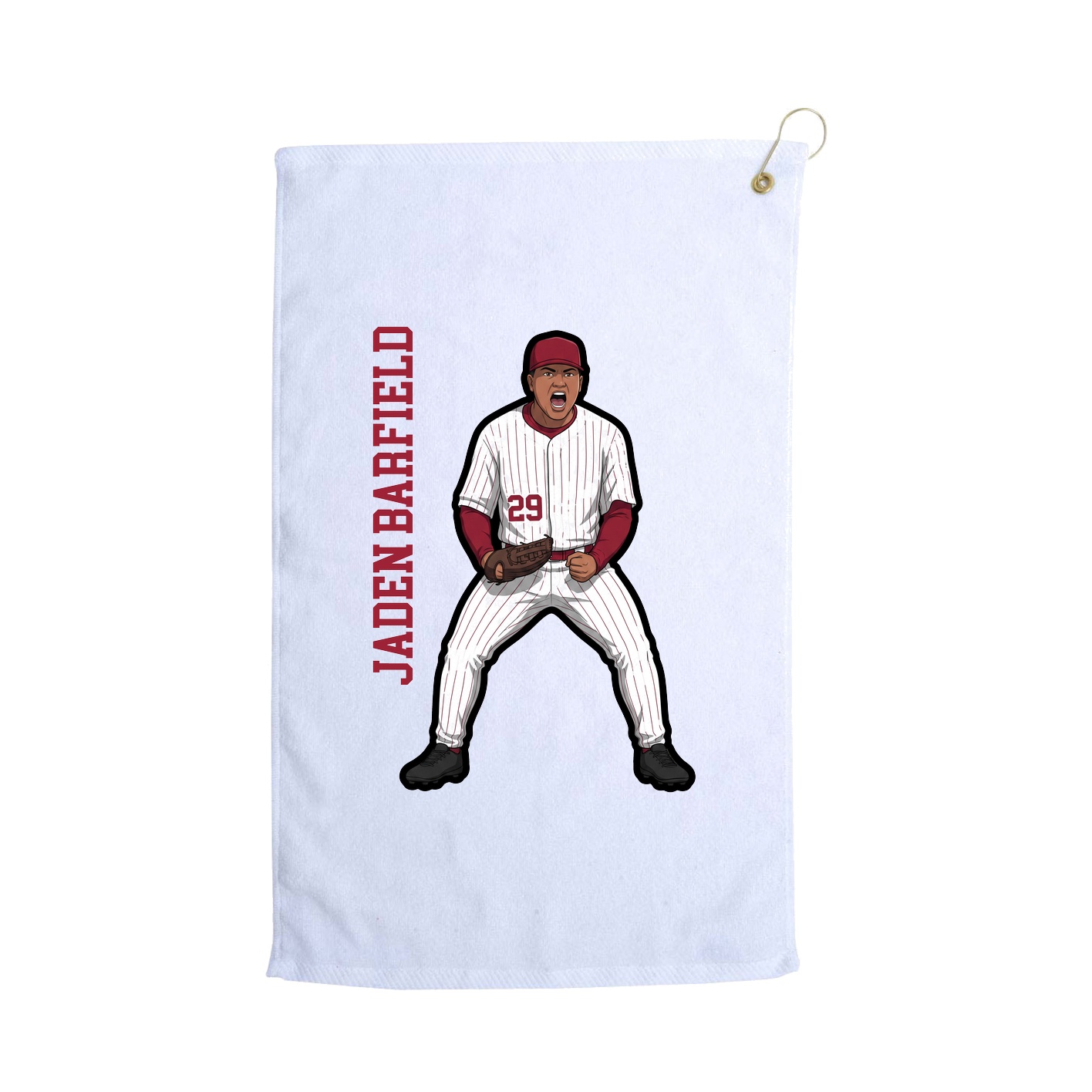 Golf Towel — Name Vertical in White