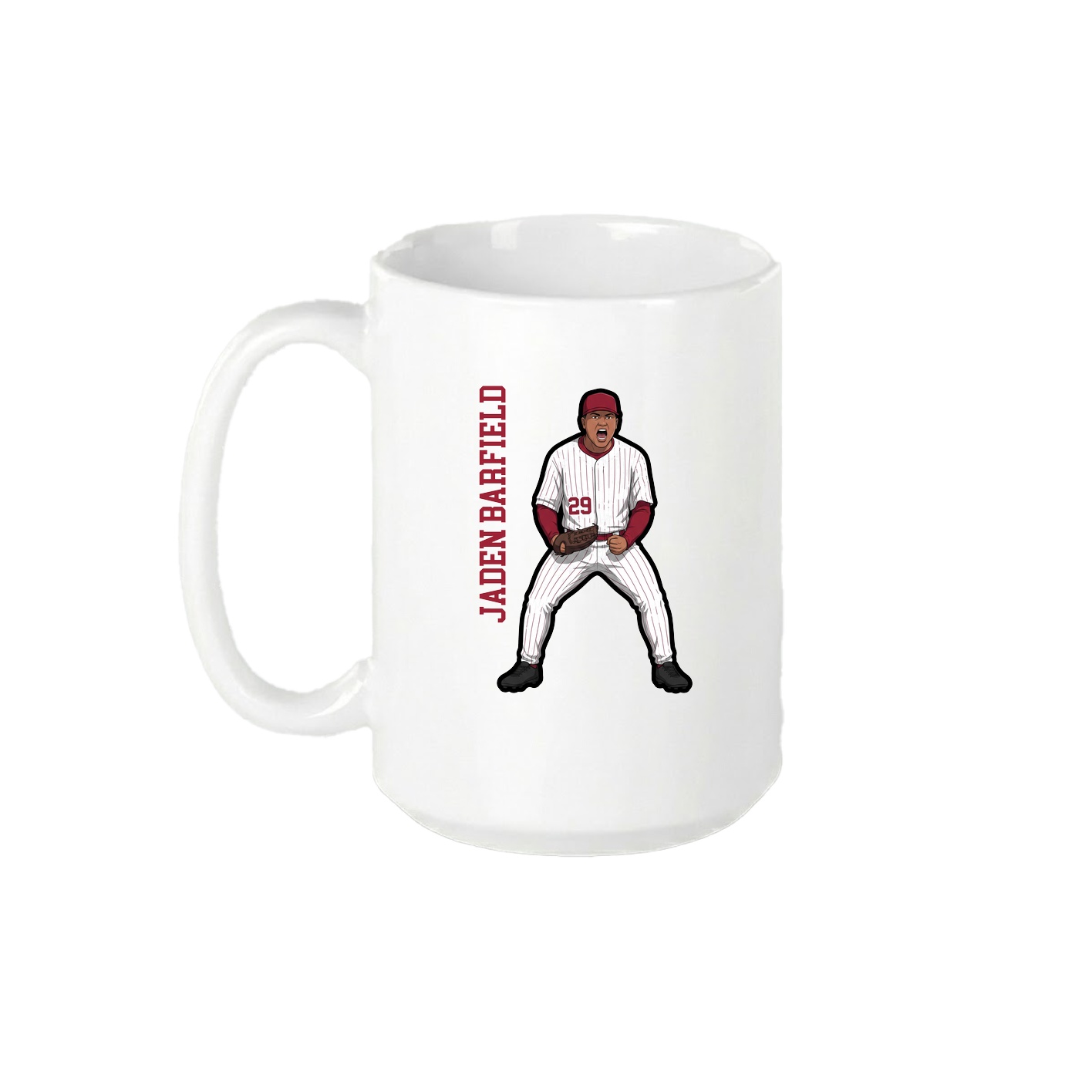 15oz Coffee Mug — Name Vertical in White