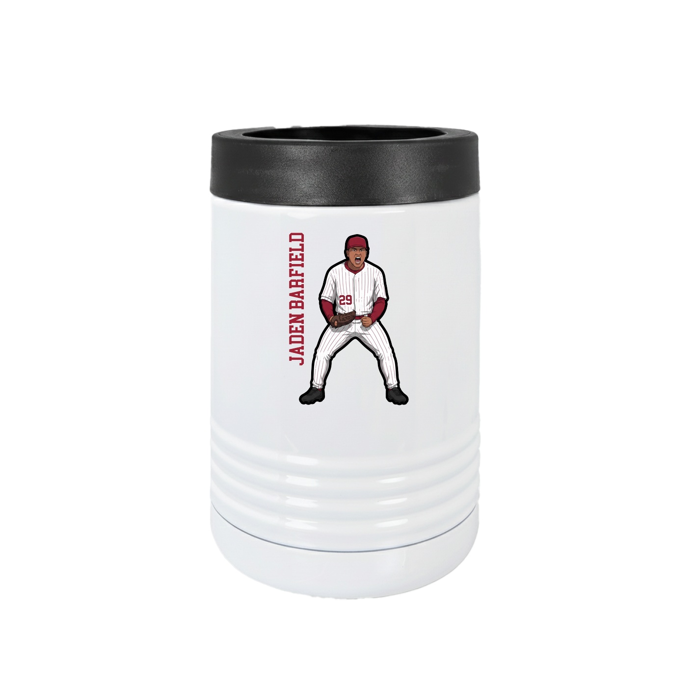Beverage Holder — Name Vertical in White