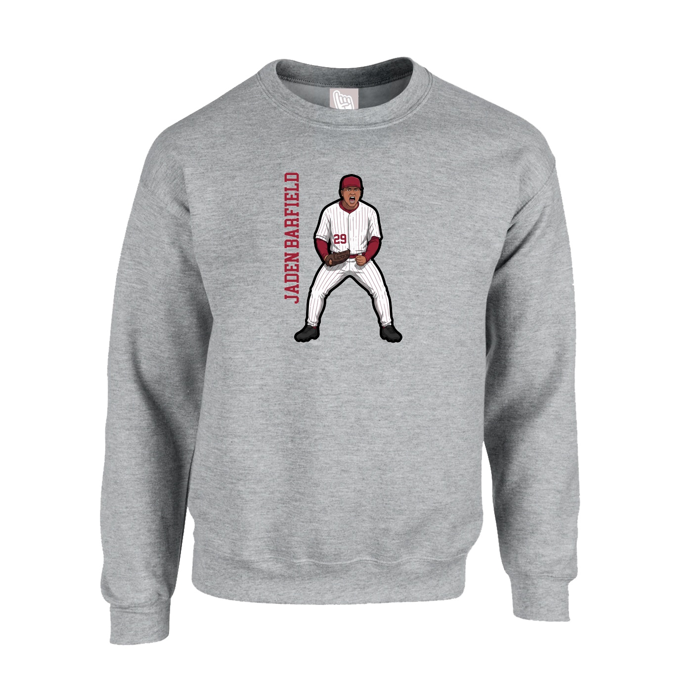 Fleece Crew — Name Vertical in Grey