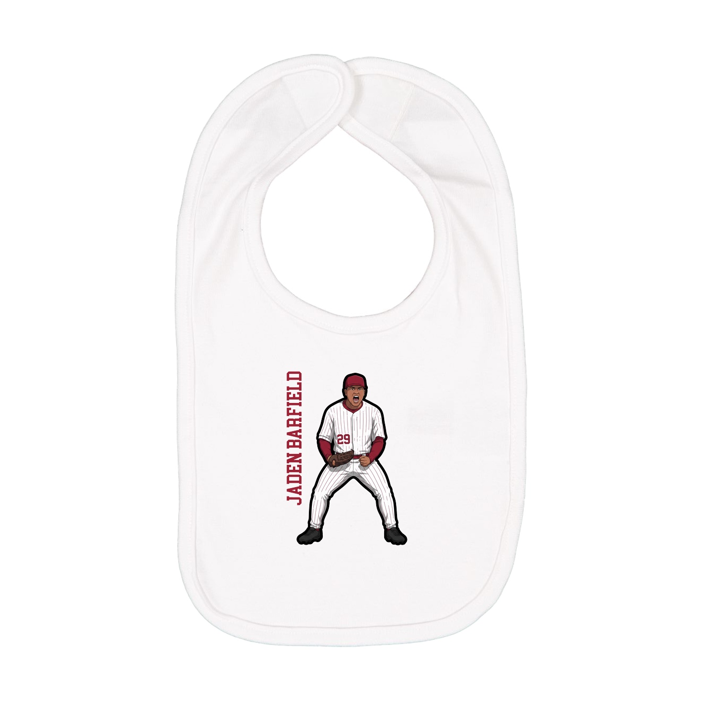 Infant Bib — Name Vertical in White