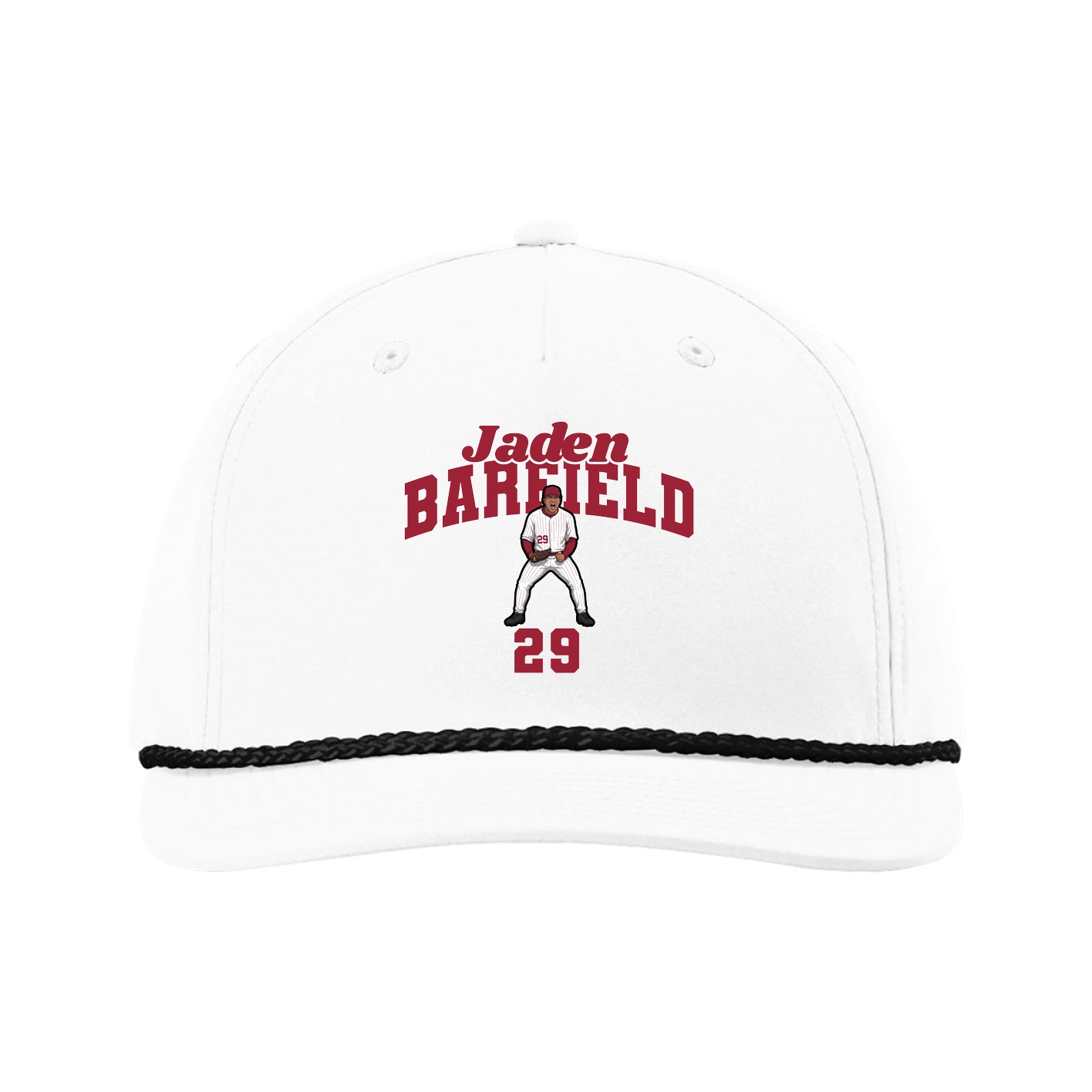 Five-Panel Classic Rope Cap — Signature Arch in White