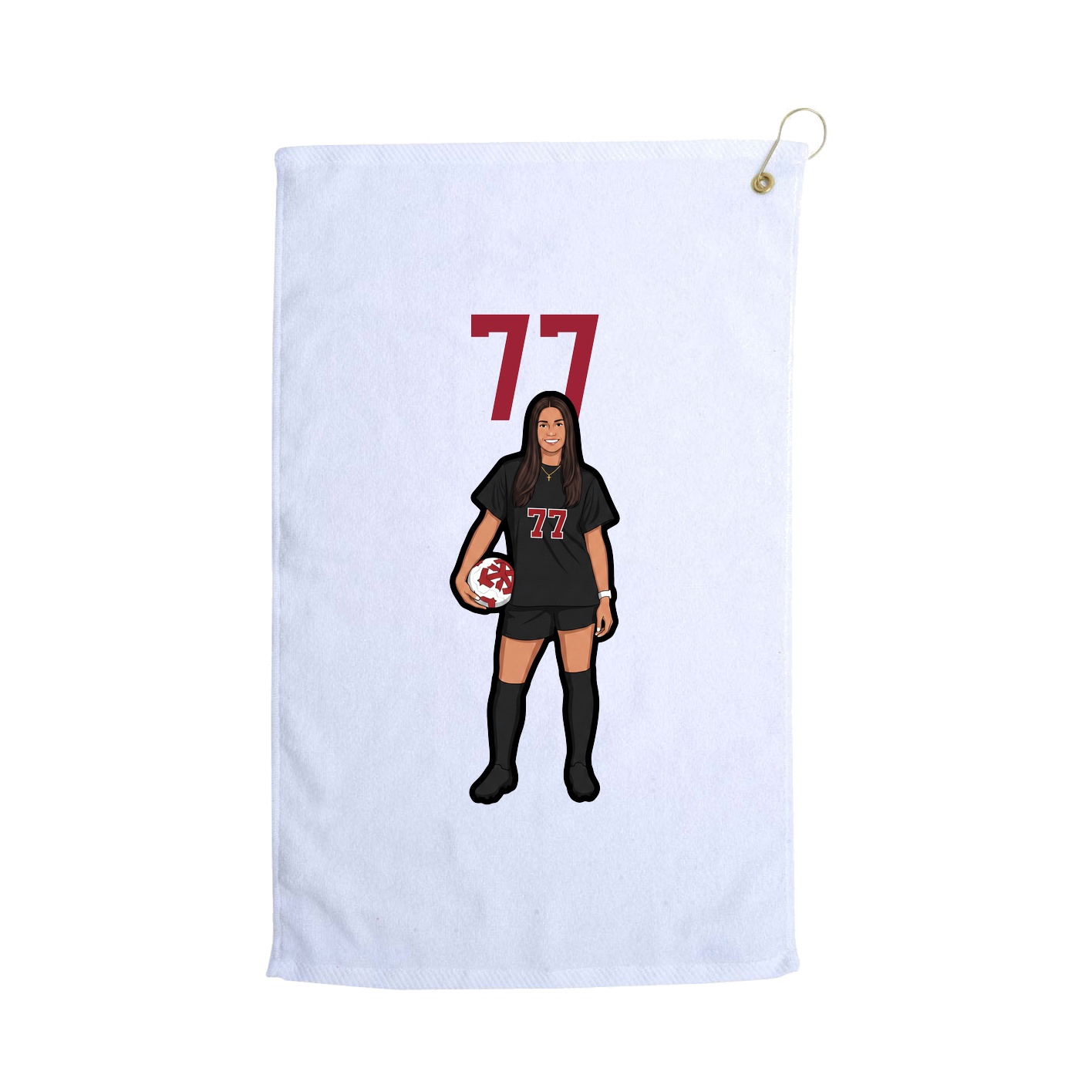 Golf Towel — Number Top in White