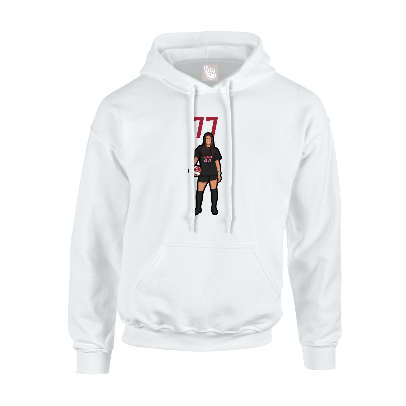 Youth Hoodie — Number Top in White