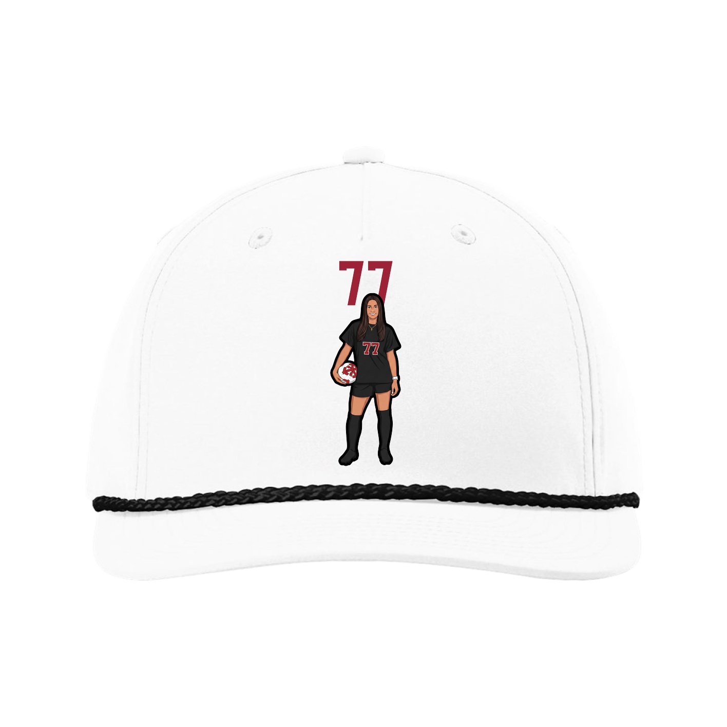 Five-Panel Classic Rope Cap — Number Top in White