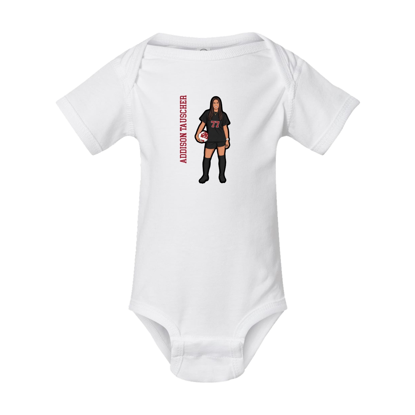 Baby Onesie — Name Vertical in White