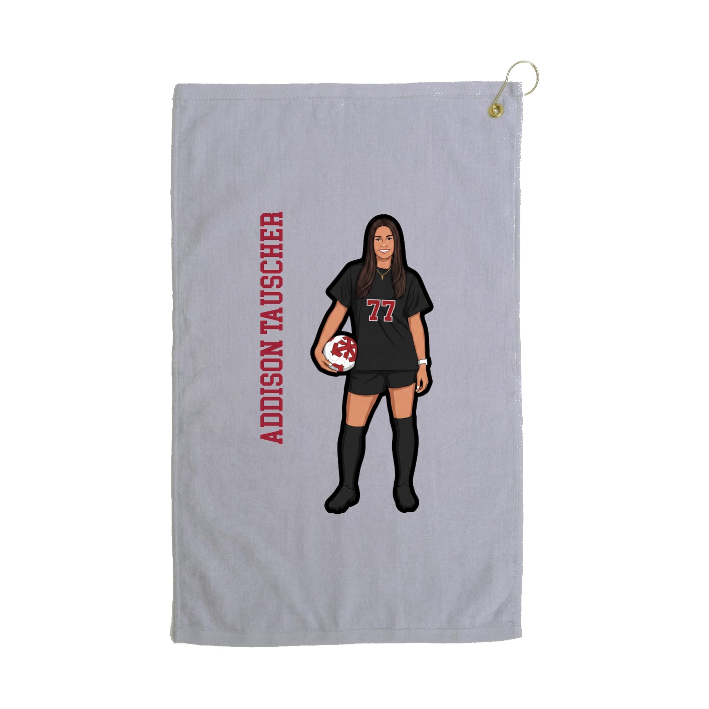 Golf Towel — Name Vertical in Grey