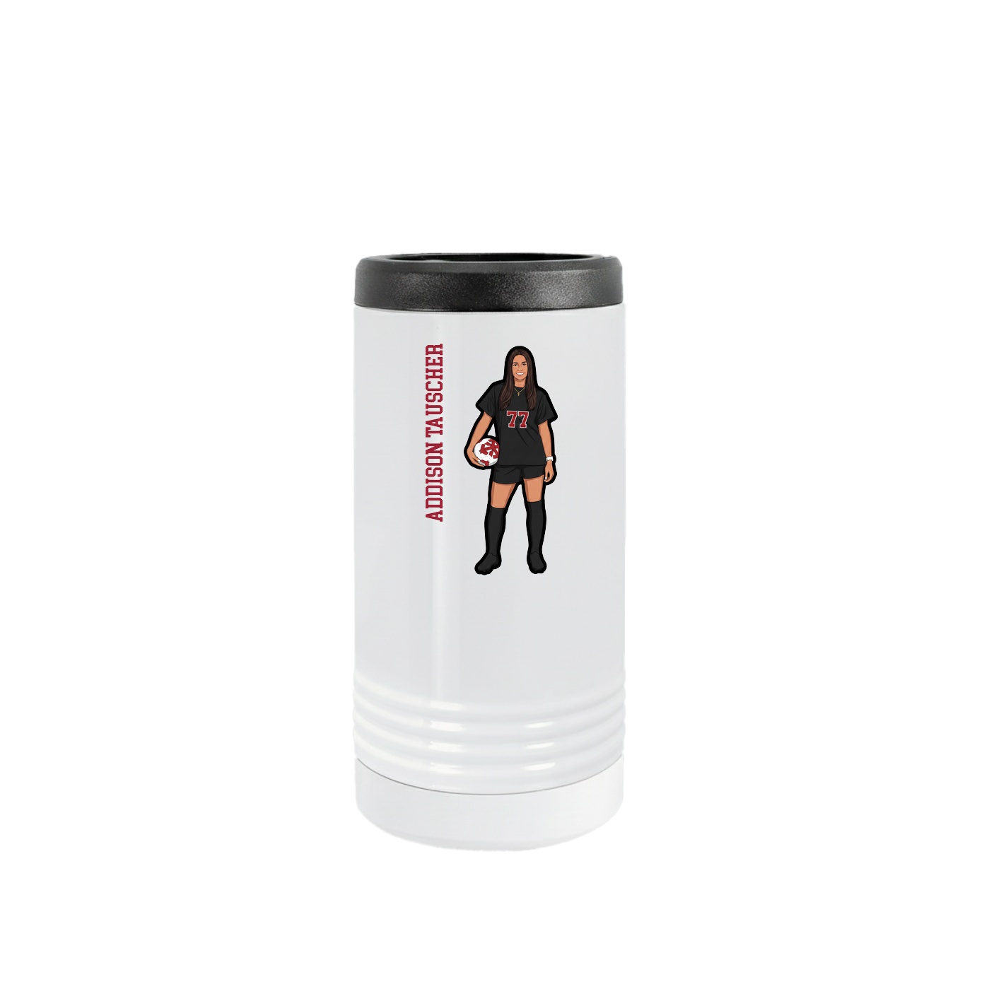Slim Beverage Holder — Name Vertical in White