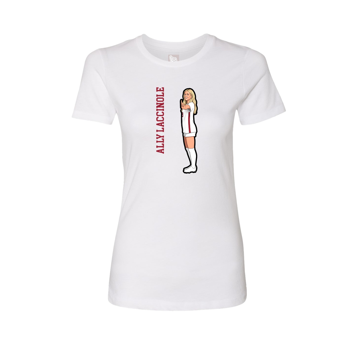 Fitted Women's Tee — Name Vertical in White