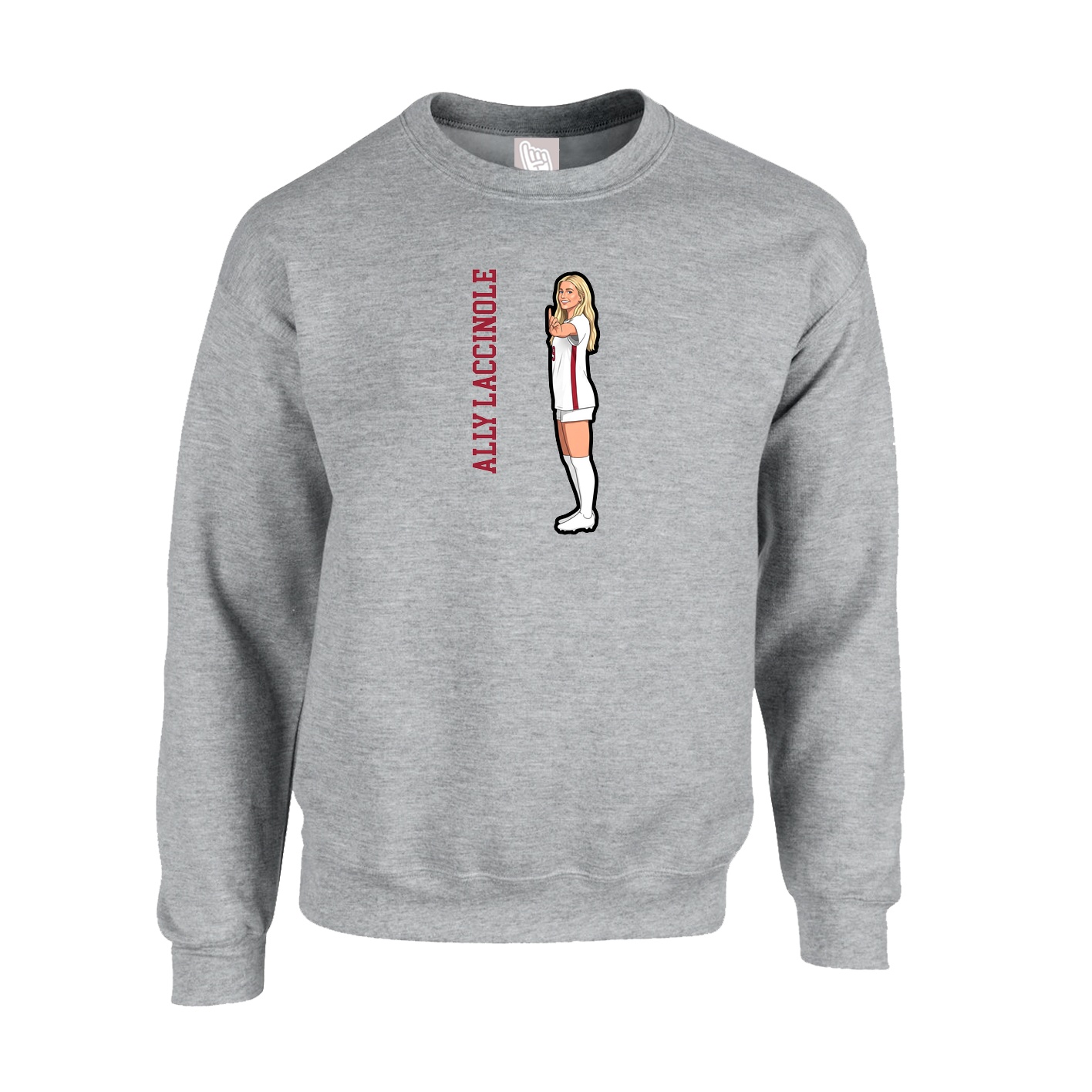 Fleece Crew — Name Vertical in Grey