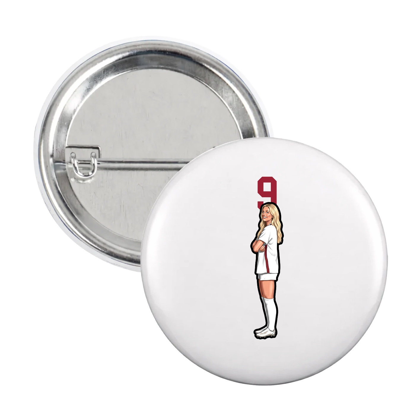 Game Day Button — Number Top in White