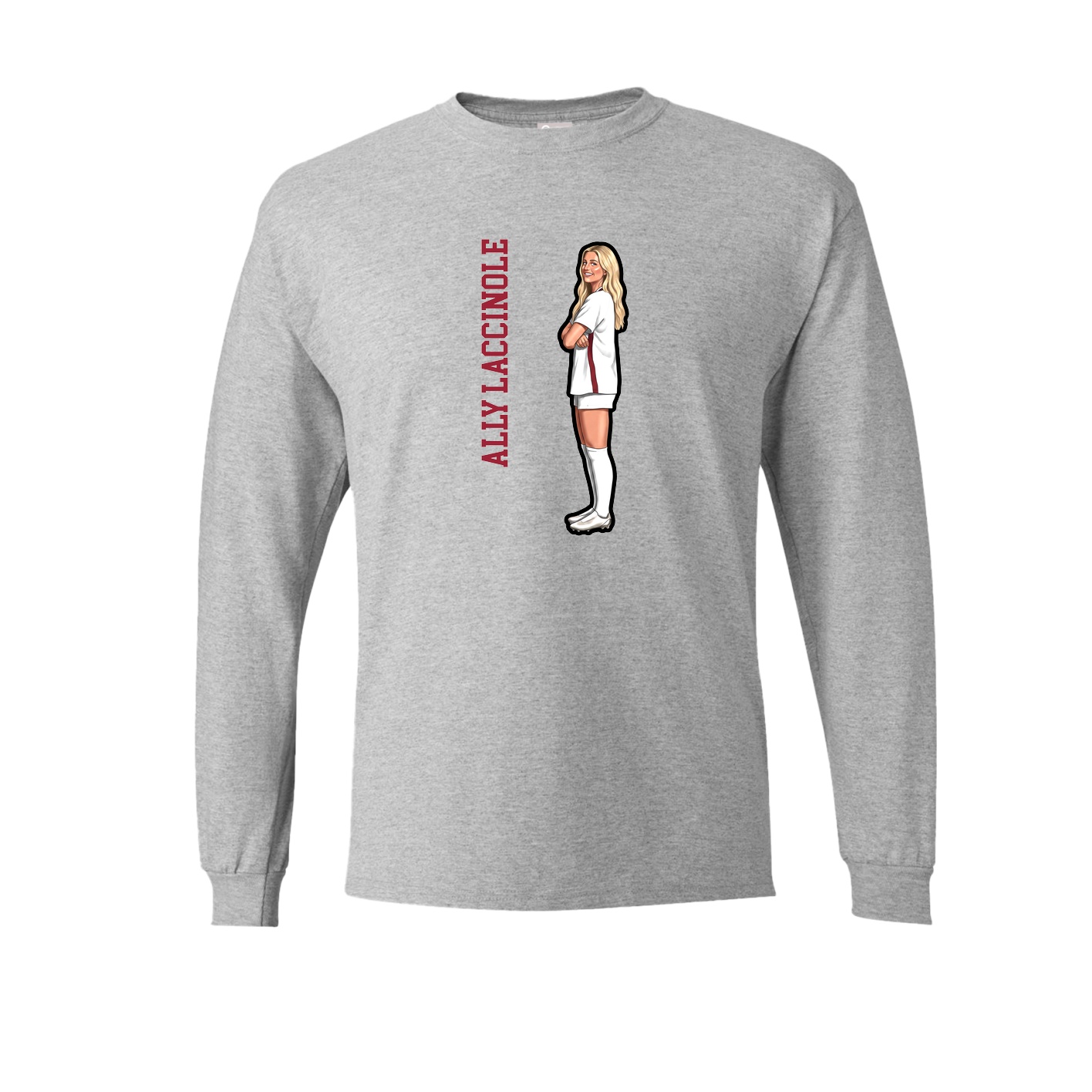 Long Sleeve Tee — Name Vertical in Grey