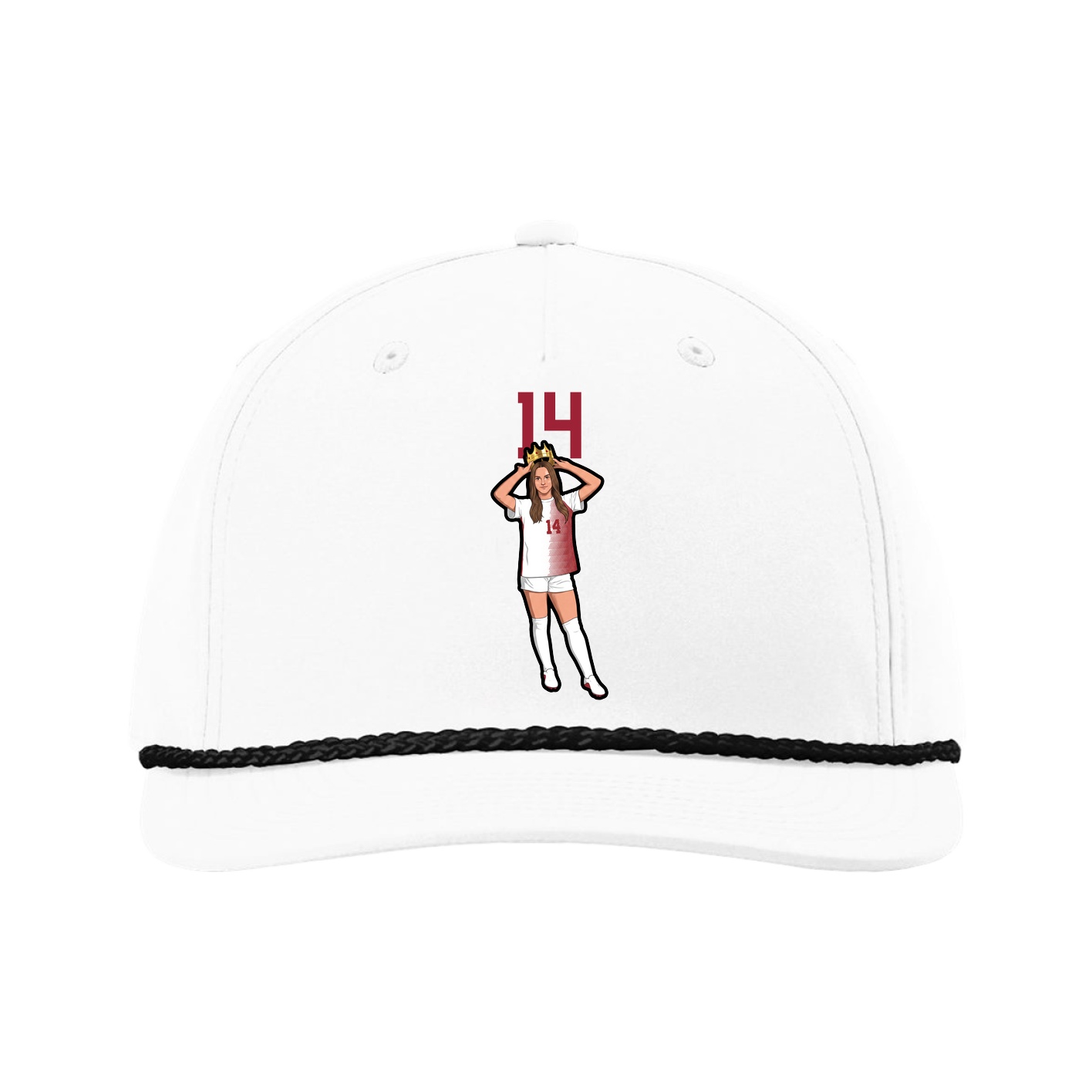 Five-Panel Classic Rope Cap — Number Top in White