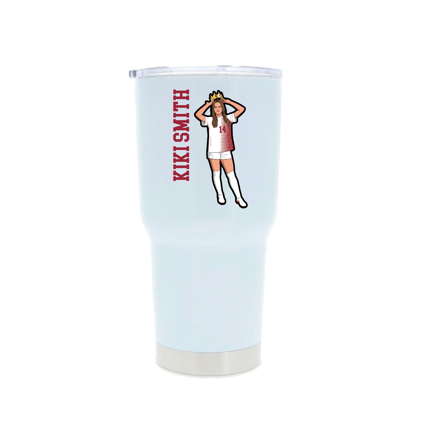 30oz Stainless Steel Tumbler — Name Vertical in White