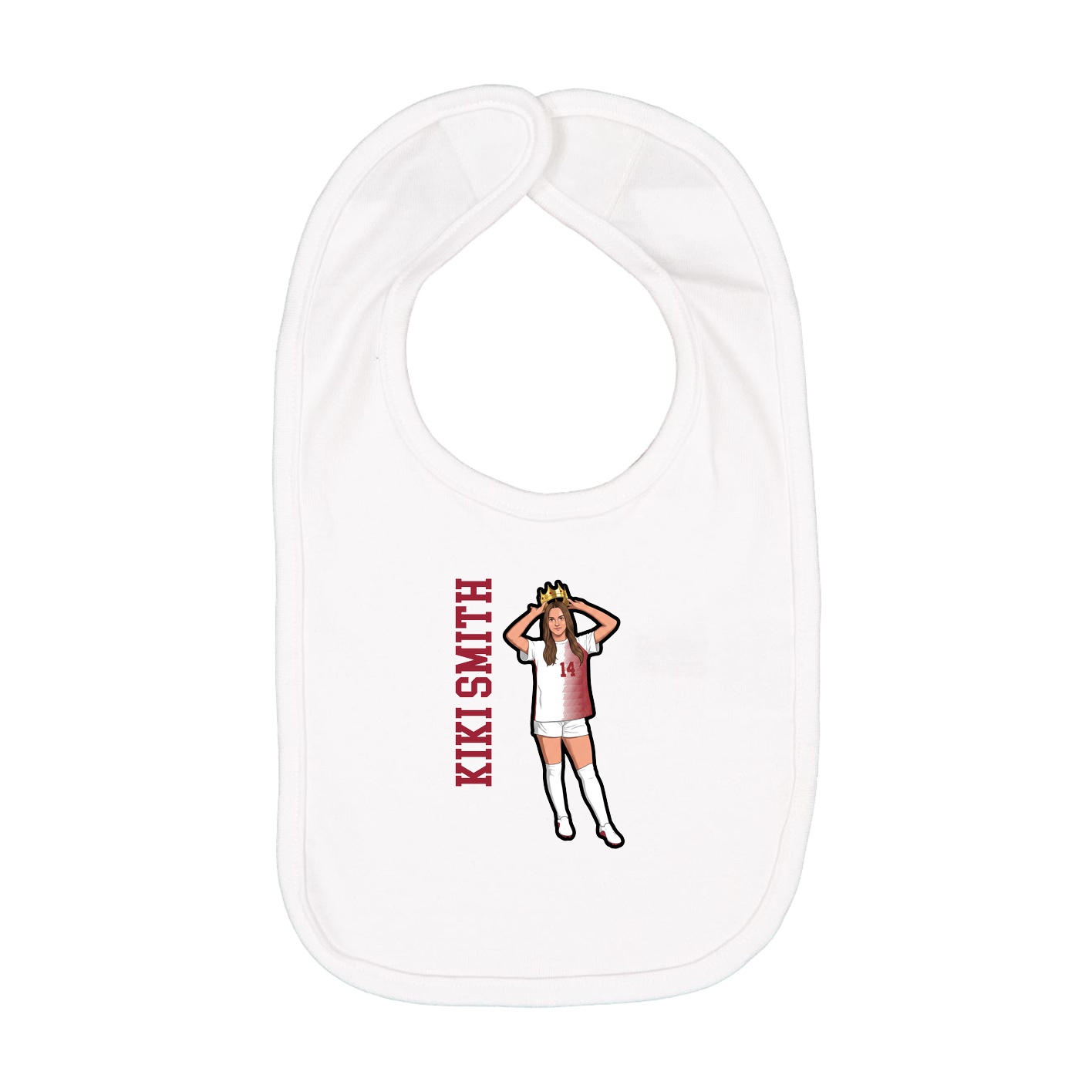 Infant Bib — Name Vertical in White