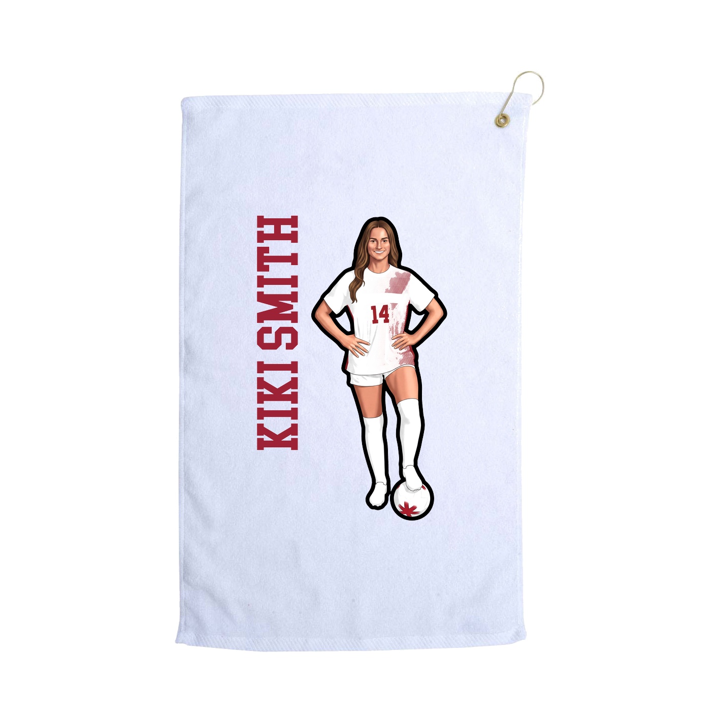 Golf Towel — Name Vertical in White